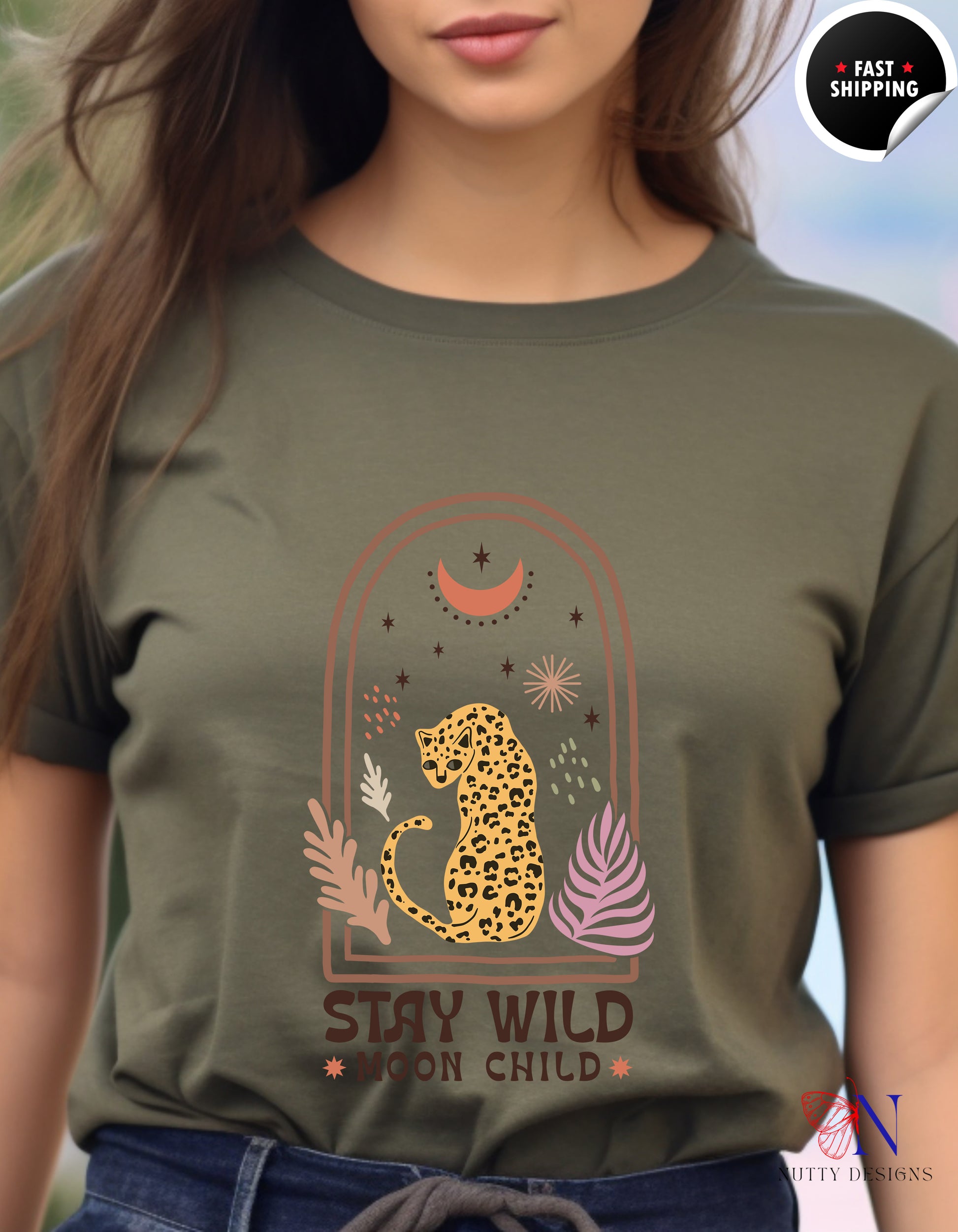 Stay wild, Moon child Shirt, Moon Bohemian Shirt, For Moon T-Shirt Product Photo | Nutty Designs