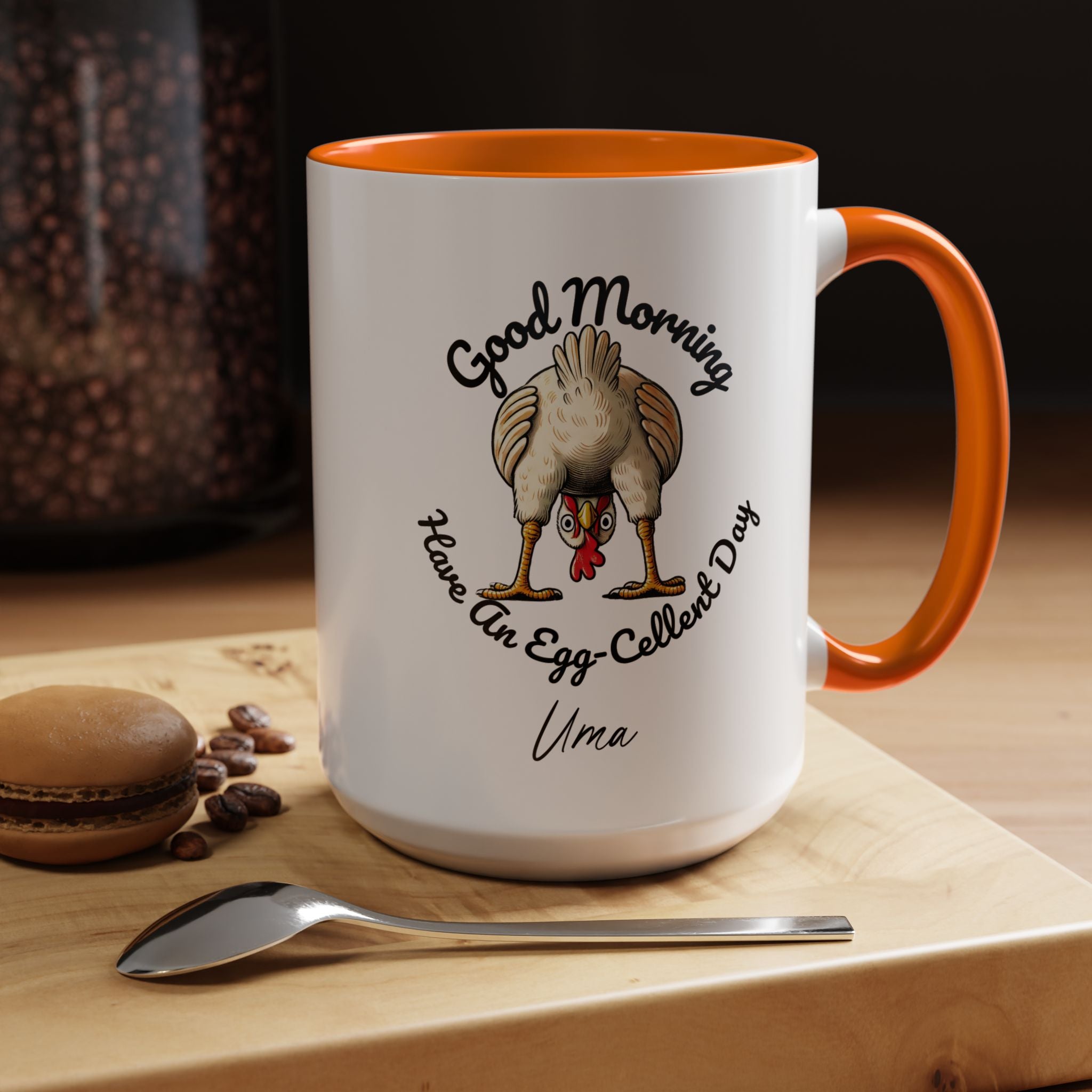 Funny Coffee Mug, Personalized Mug, Good Morning Chicken Butt, Have An Egg-Cellent Day, Gift Under 20, White Elephant gift