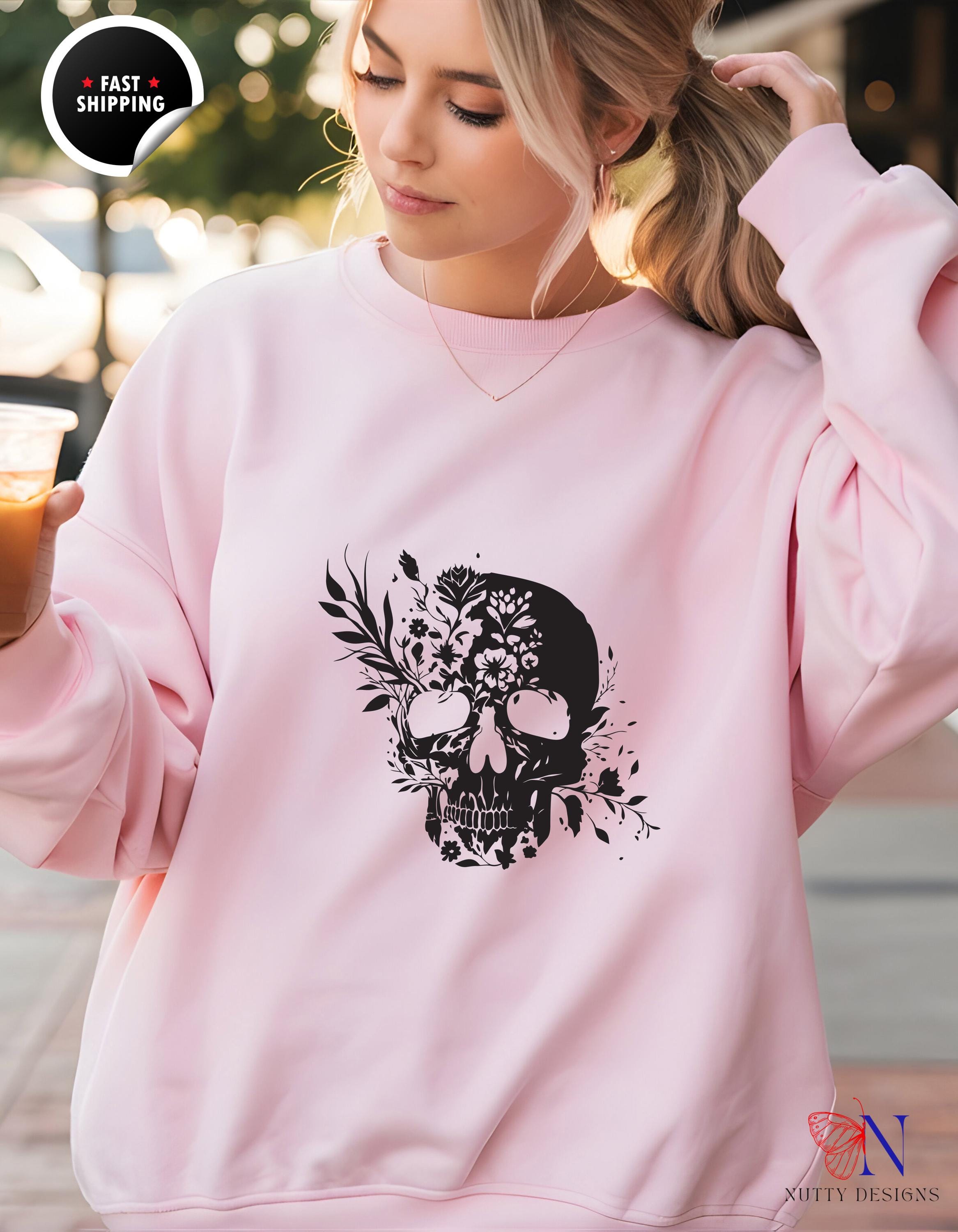 Skull Growing Flowers Sweatshirt | Unique Floral Design | Cozy Graphic Hoodie for Nature Lovers & Trendsetters