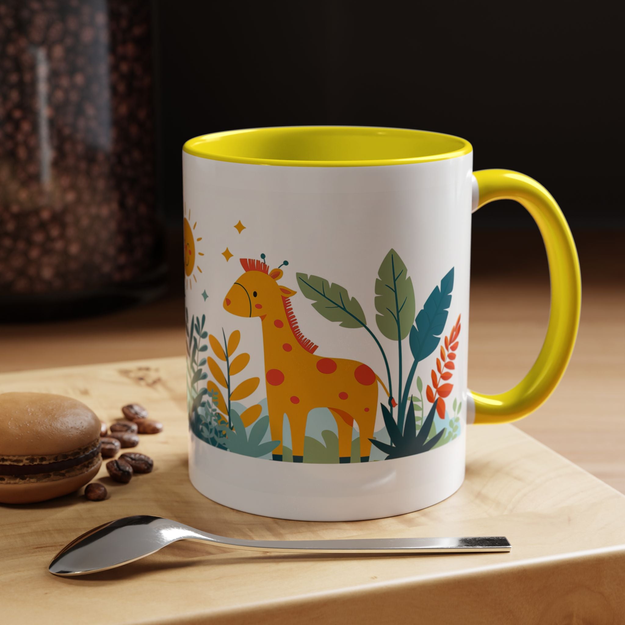 Kids Accent Coffee Mug Sizes 11oz and 15oz, Theme My Jungle Friends