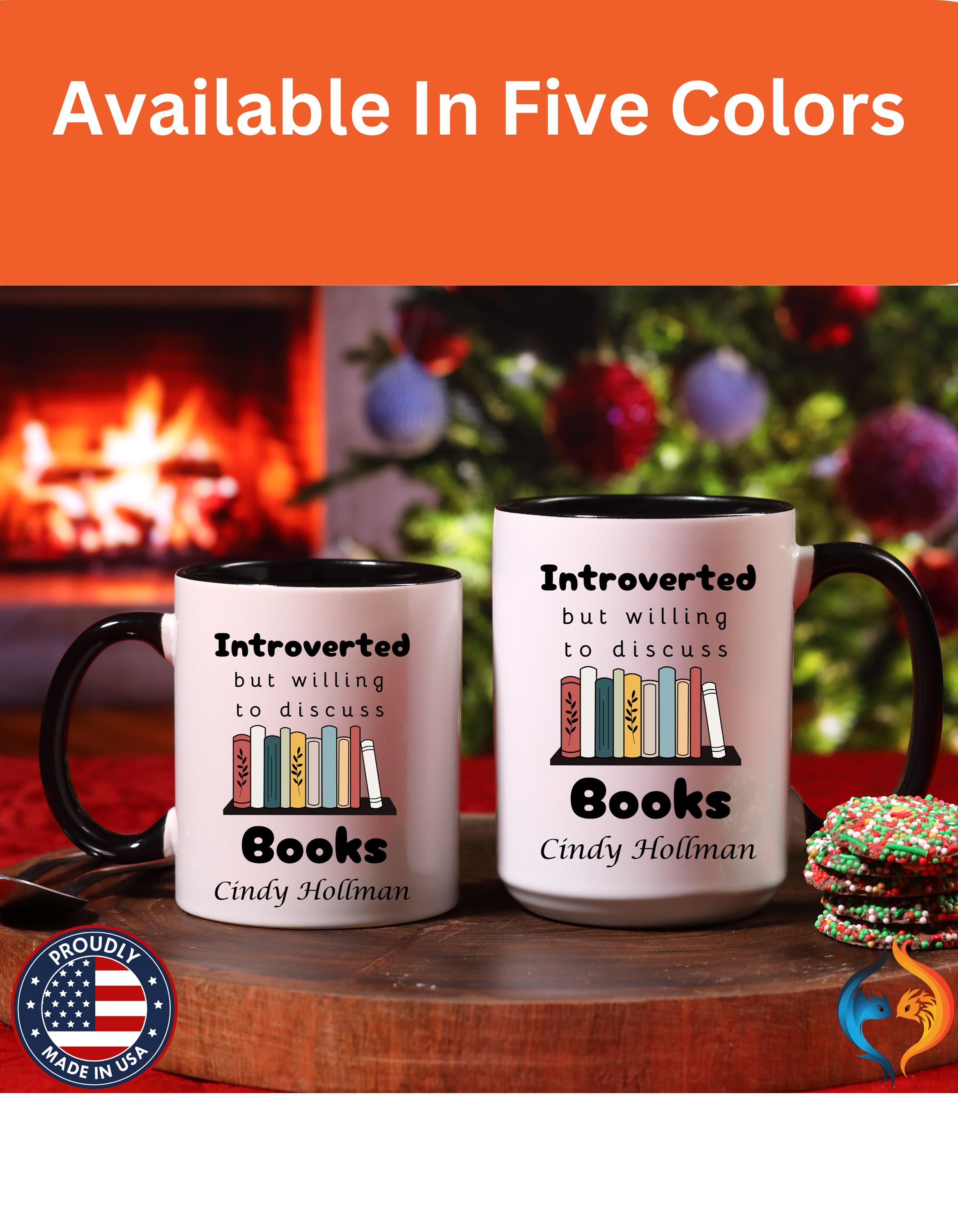 Customizable mug, funny coffee mug, Introverted But Willing To Discuss Books Personalized Accent Coffee cup (11oz, 15oz), gift under 20