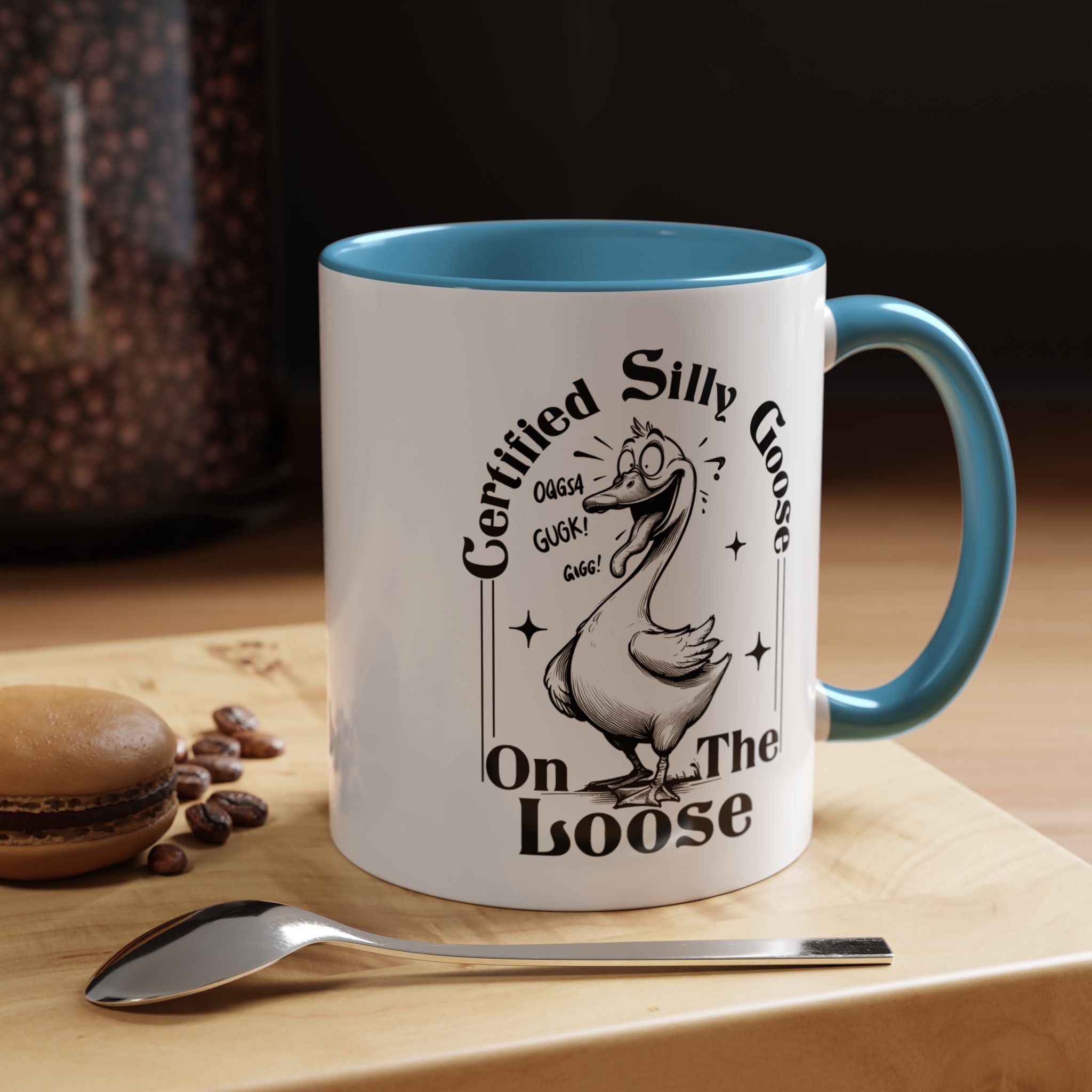 Funny Coffee Mug, Personalized Mug, Certified Silly Goose On The Loose,  Accent Cup (11, 15oz), Gift Under 20, White Elephant