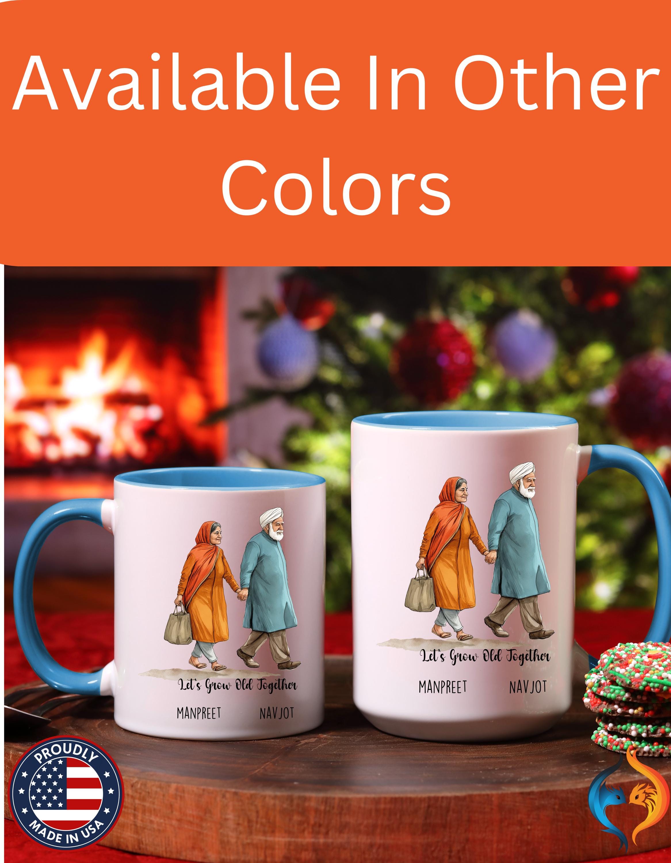 Funny Coffee Mug, Personalized Mug, Let's Grow Old Together Punjabi Couple Accent Cup 11/15oz, Anniversary, Wedding, Romantic For Him or her