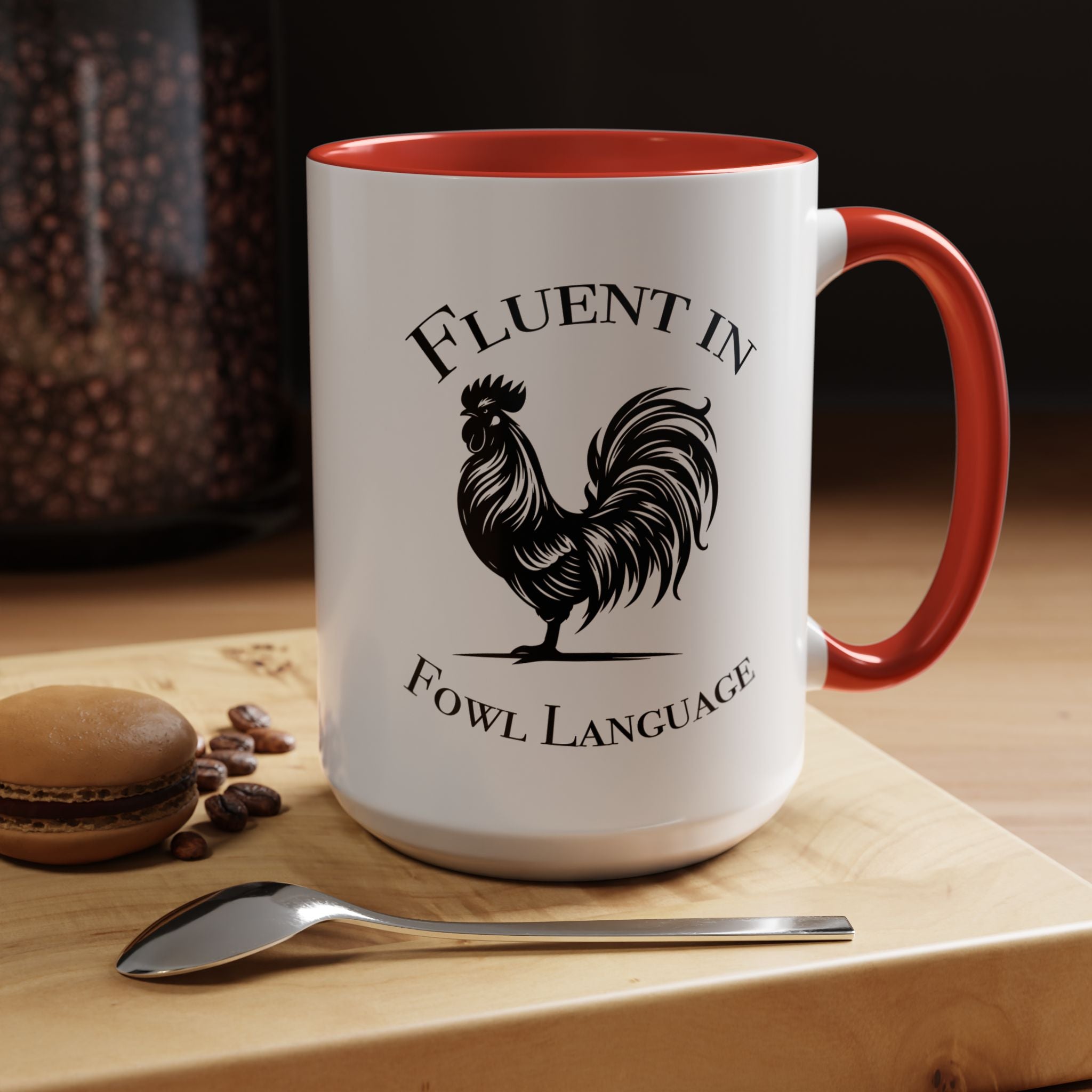 Funny Coffee Mug, Personalized Mug, Fluent In Fowl Language Accent Cup (11, 15oz), Gift Under 20, White Elephant gift