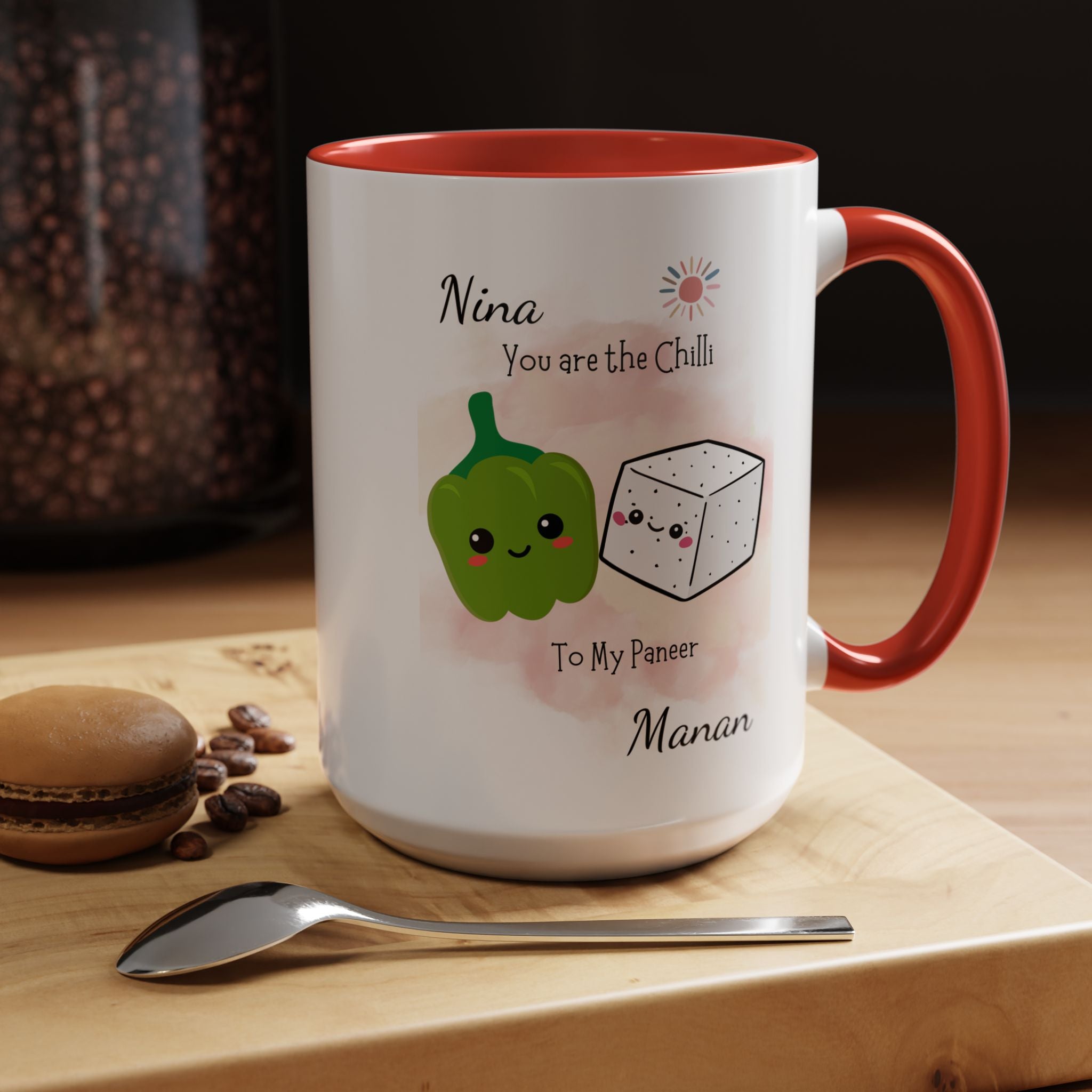 Funny Coffee Mug, Personalized Mug, You Are Chili To My Paneer Couple Accent Cup 11/15oz, Anniversary, Valentines, Wedding, Romantic Him her