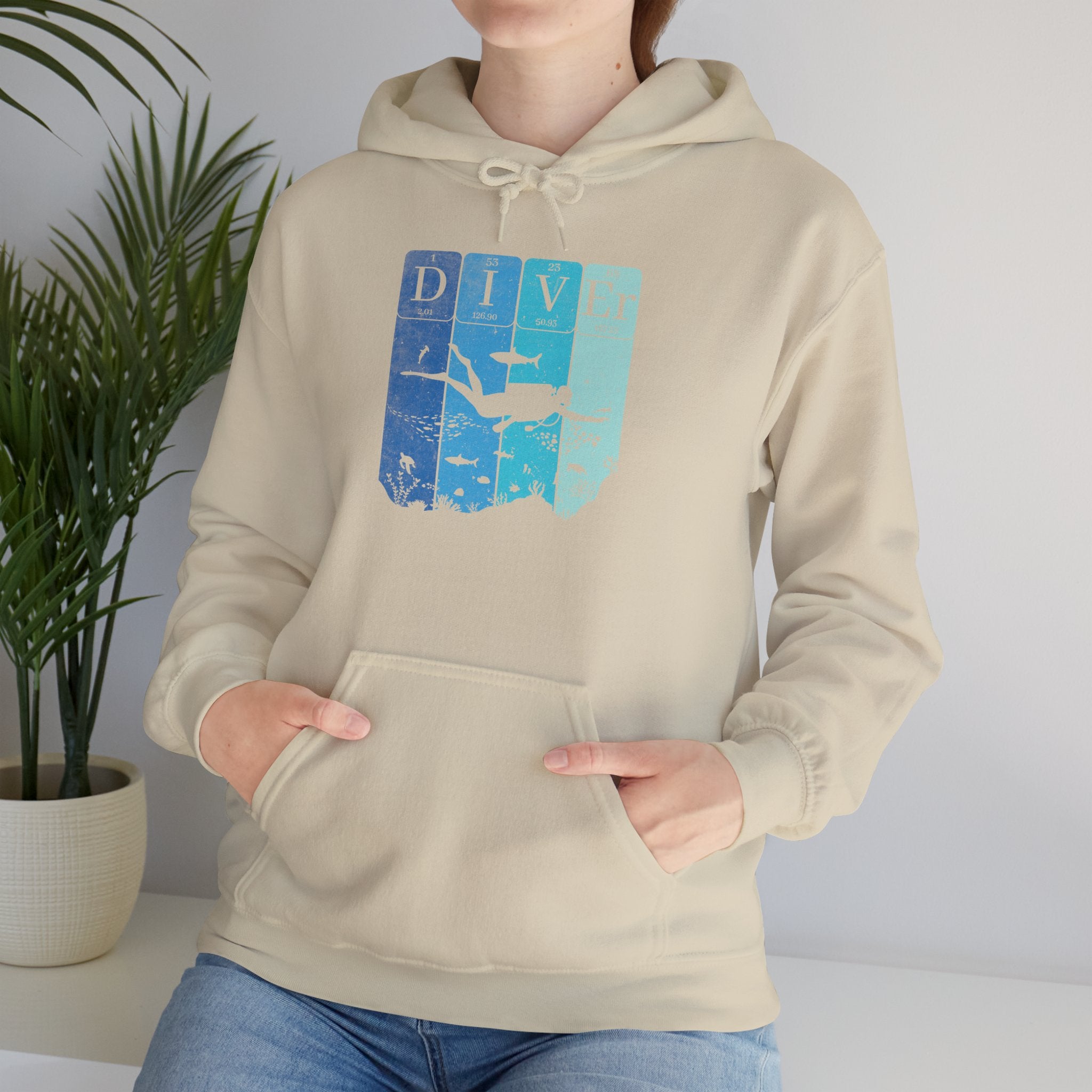 Diver Graphic Hoodie — Vintage Ocean Scuba Hooded Sweatshirt
