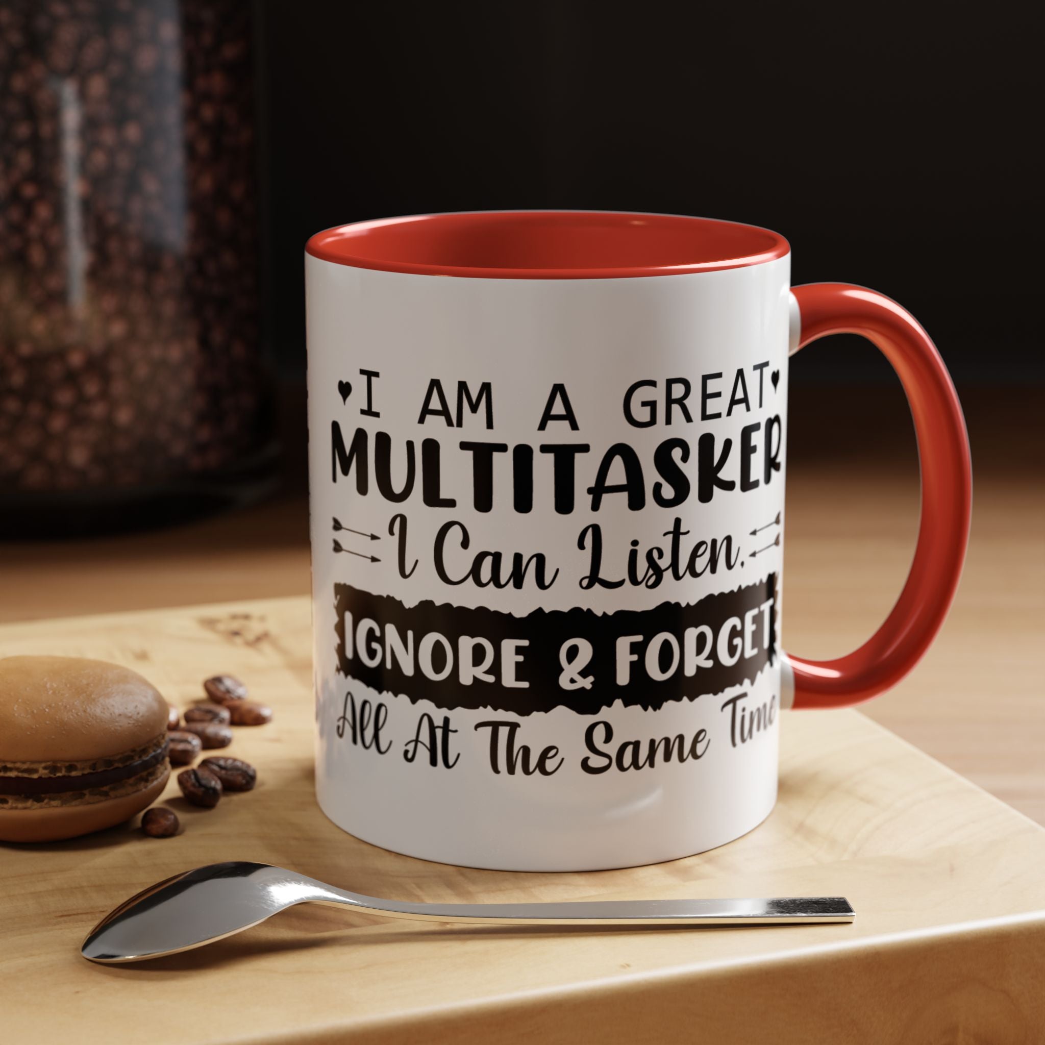 Funny Coffee Mug, Personalized Mug, I am A Great Multitasker , Accent Cup (11, 15oz), Gift Under 20, White Elephant gift