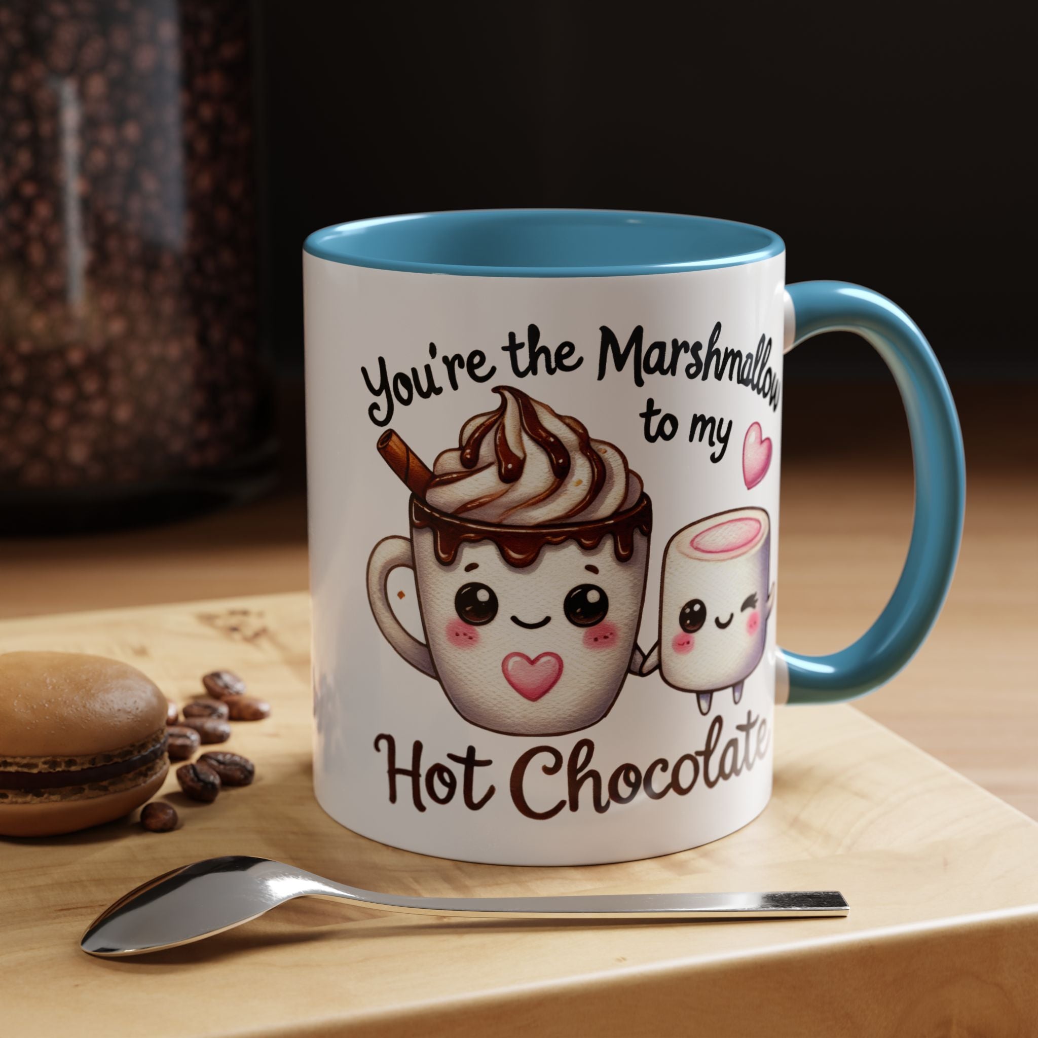 You Are The Marshmallow To My Chocolate Personalized Romantic Coffee Mug, Accent Cup, Anniversary Wedding Valentines Gift For Spouse, BF, GF
