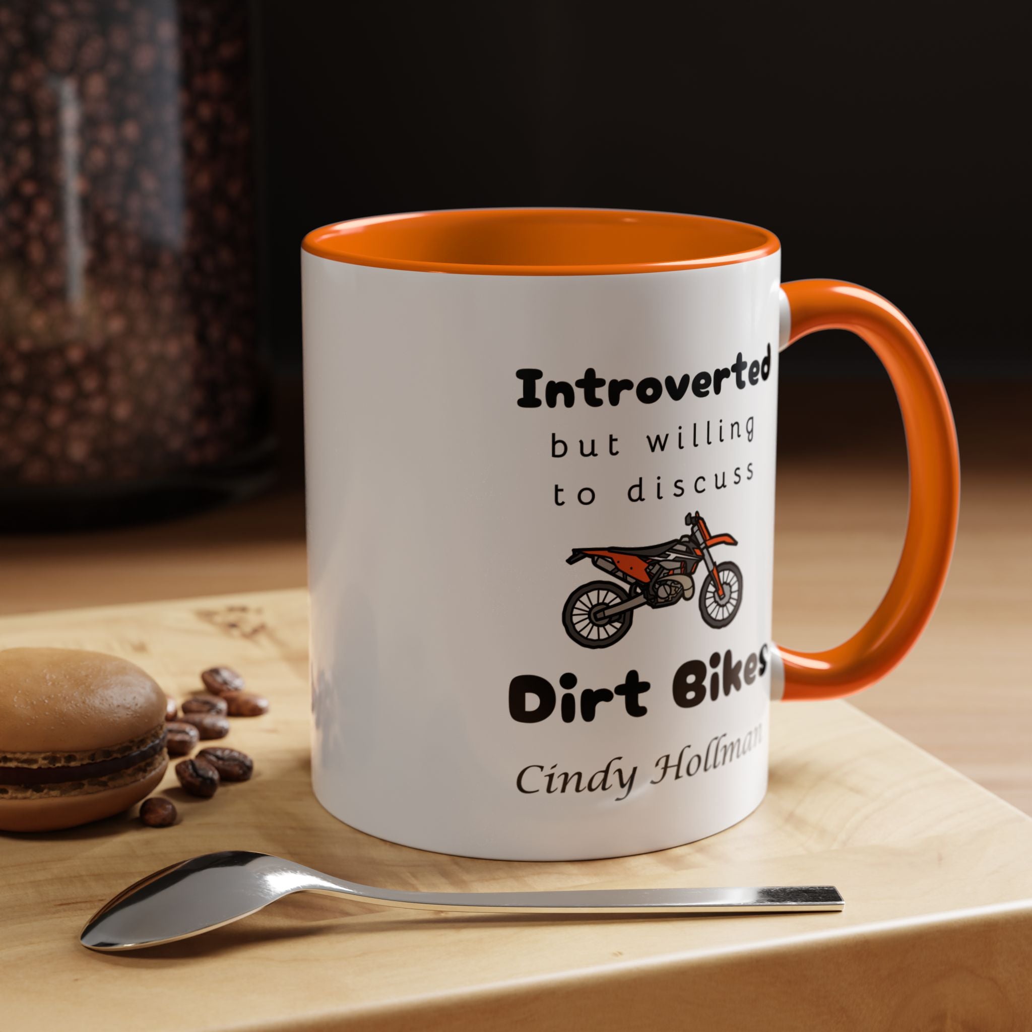 Introverted But Willing To Discuss Dirt Bikes Personalized Accent Coffee Mug (11 and 15oz)