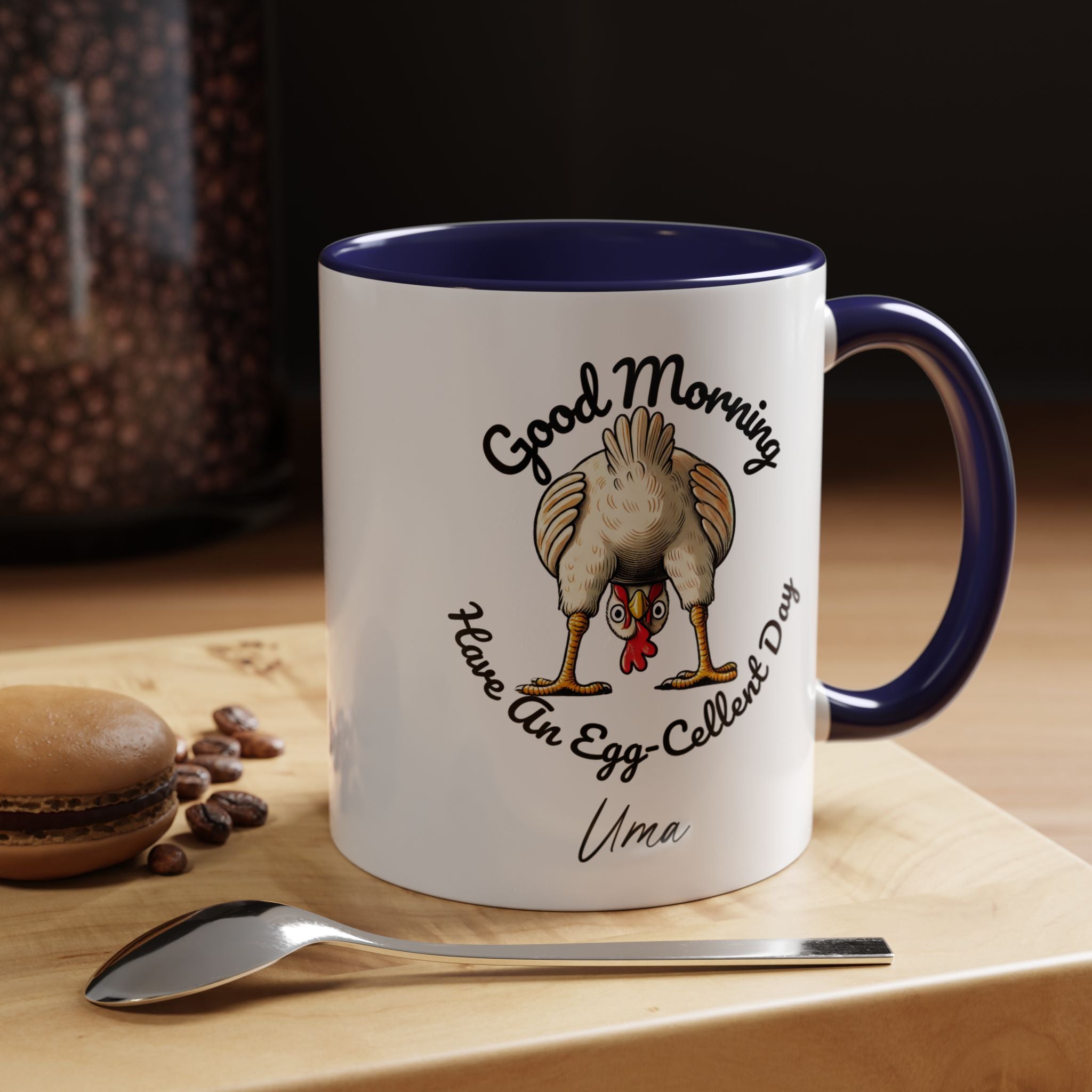 Funny Coffee Mug, Personalized Mug, Good Morning Chicken Butt, Have An Egg-Cellent Day, Gift Under 20, White Elephant gift