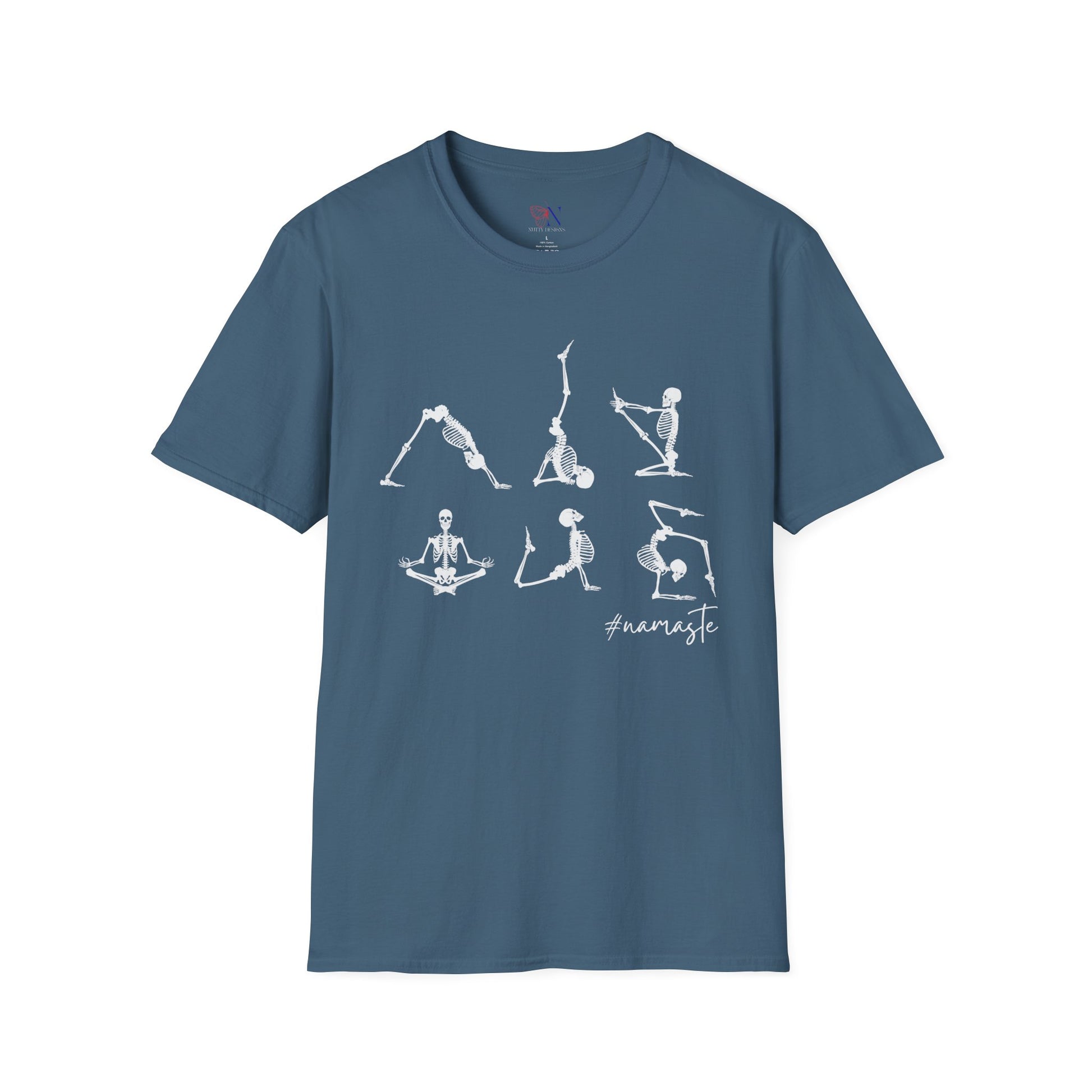 Namaste , Skeleton Doing Yoga T-Shirt Lifestyle Mockup | Nutty Designs