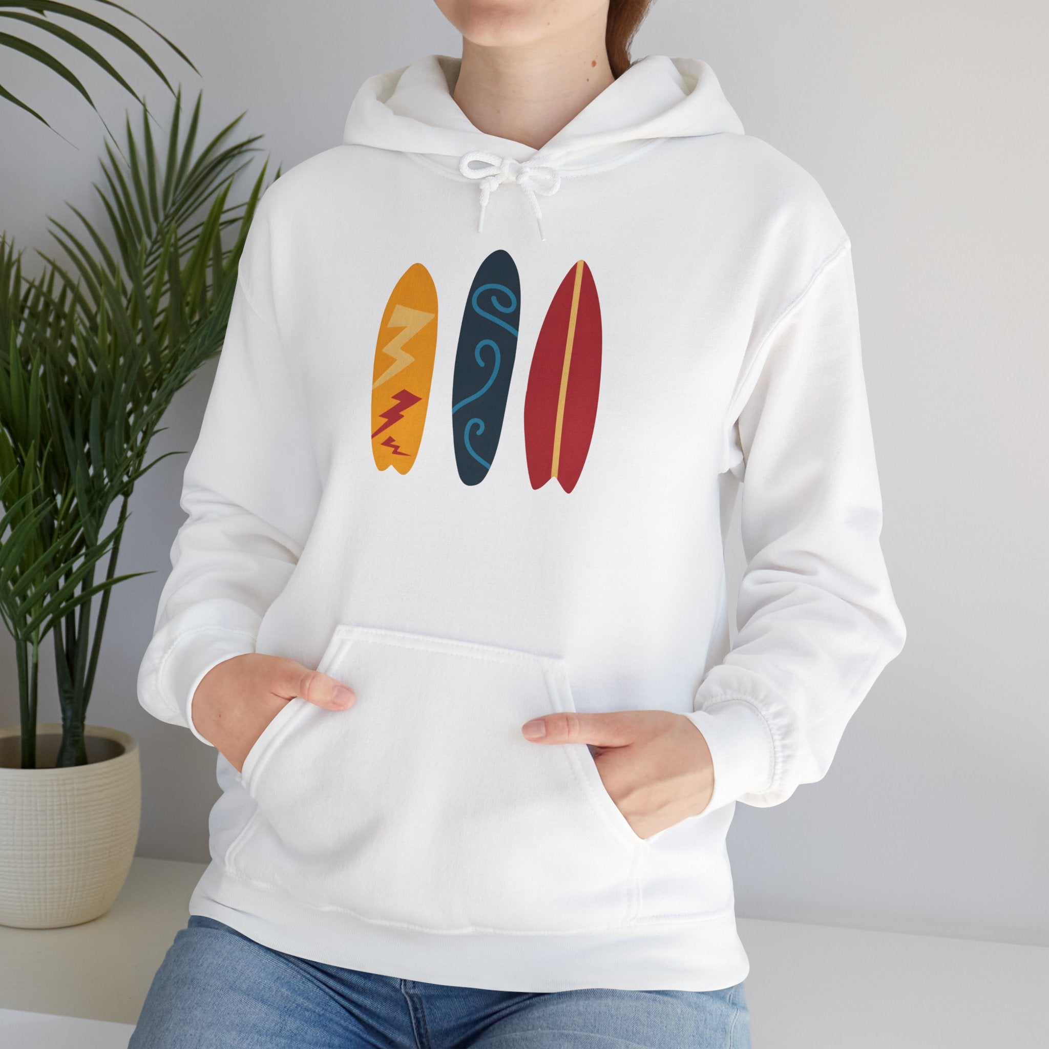 Surfboard Trio Hoodie – Coastal Beach Surfing Pullover