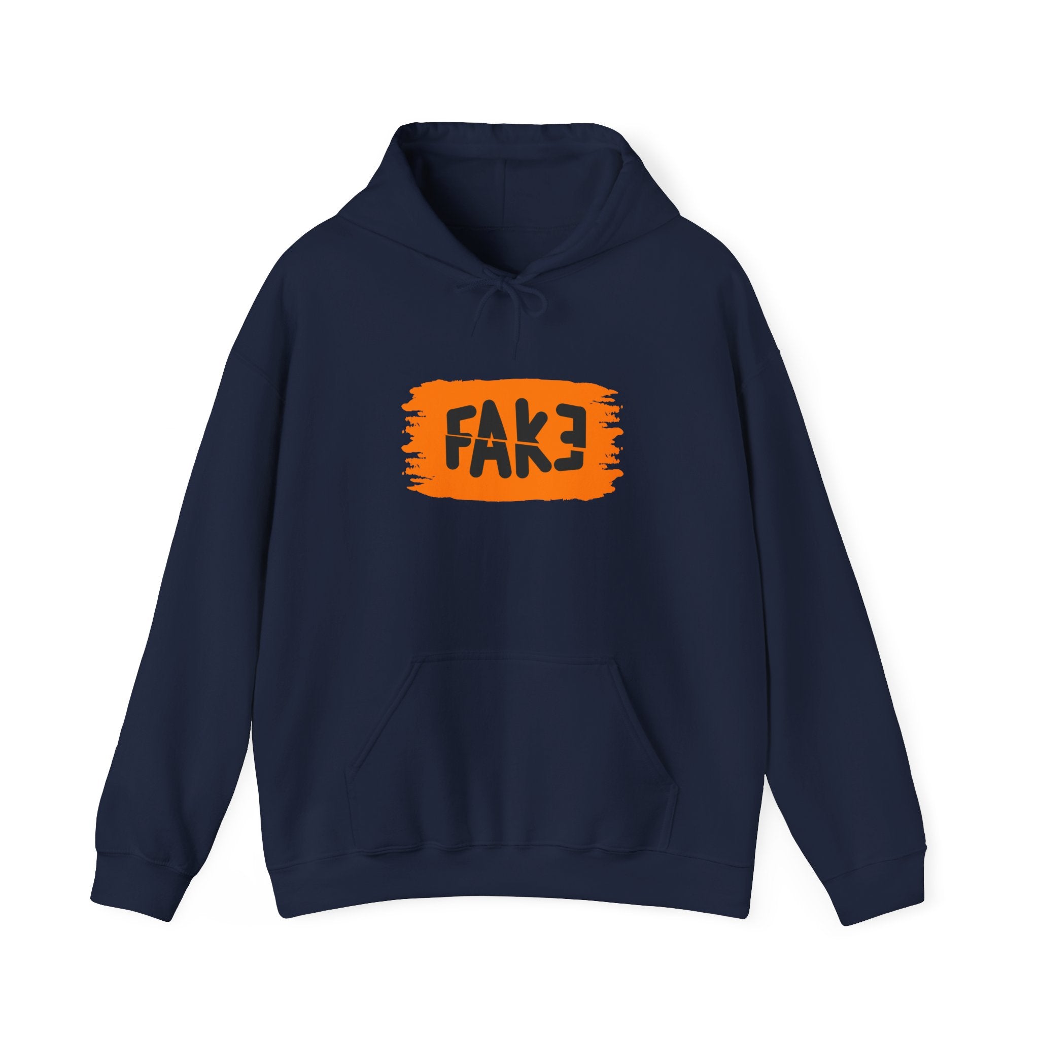 FAKE Orange Brushstroke Hoodie — Graphic Statement Pullover