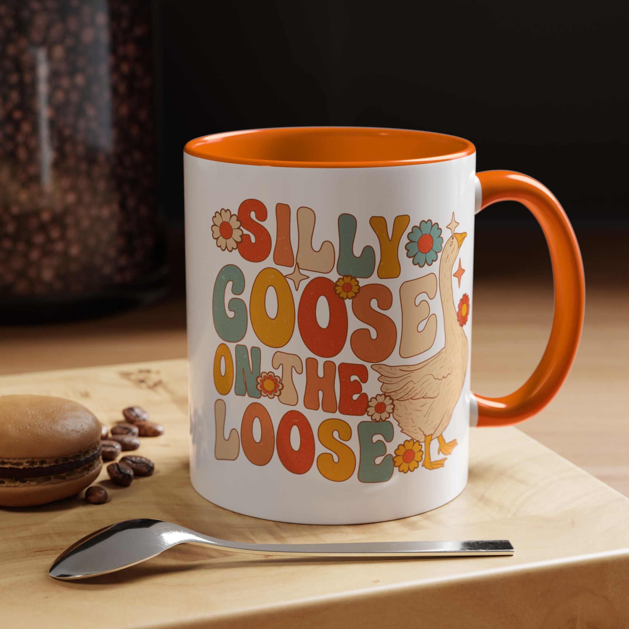 Funny Coffee Mug, Personalized Mug, Silly Goose On The Loose Accent Coffee Cup (11, 15oz), Gift Under 20, White Elephant, Animal Lover Gift