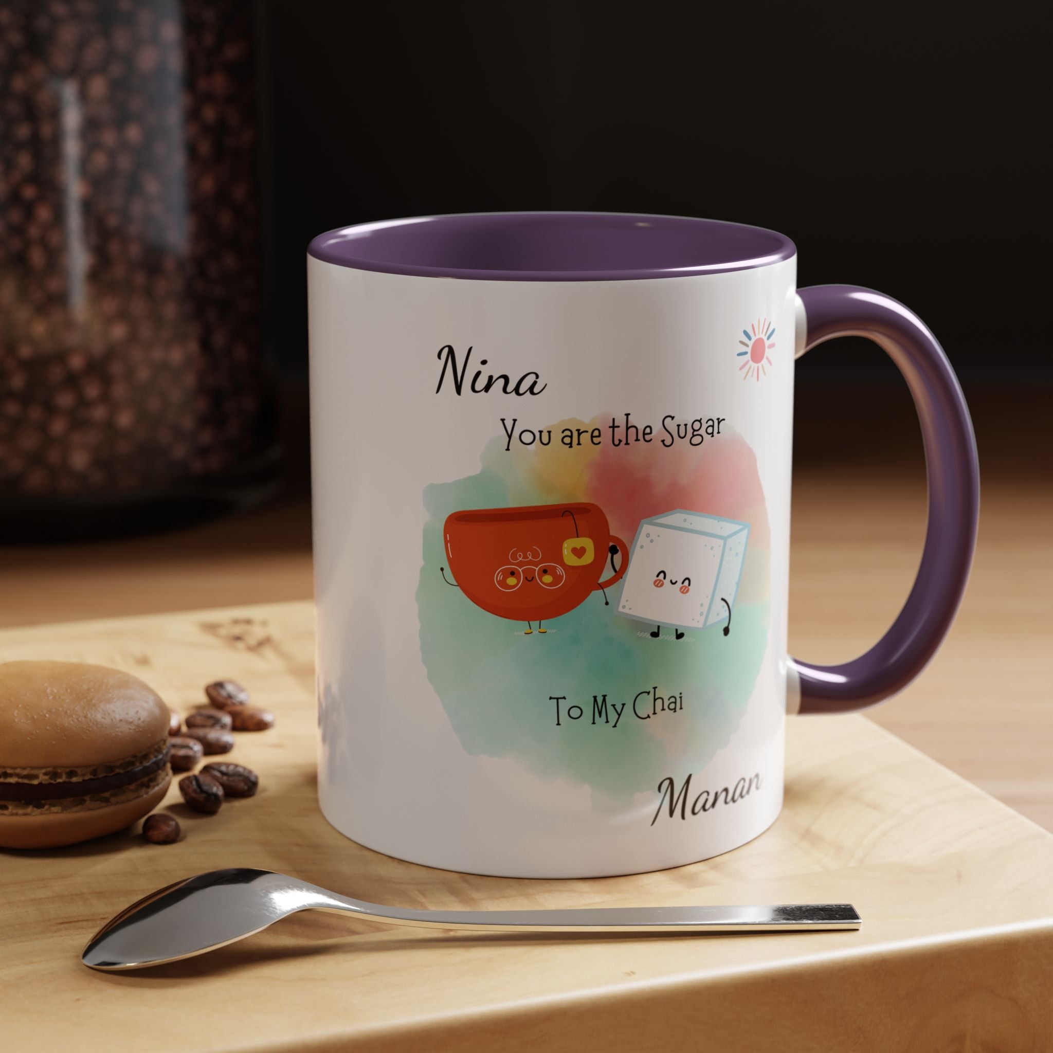 You Are The Sugar To My Chai Personalized Romantic Mug Accent Cup 11/15oz, Anniversary Wedding Valentines Custom Gift Him her Spouse BF GF