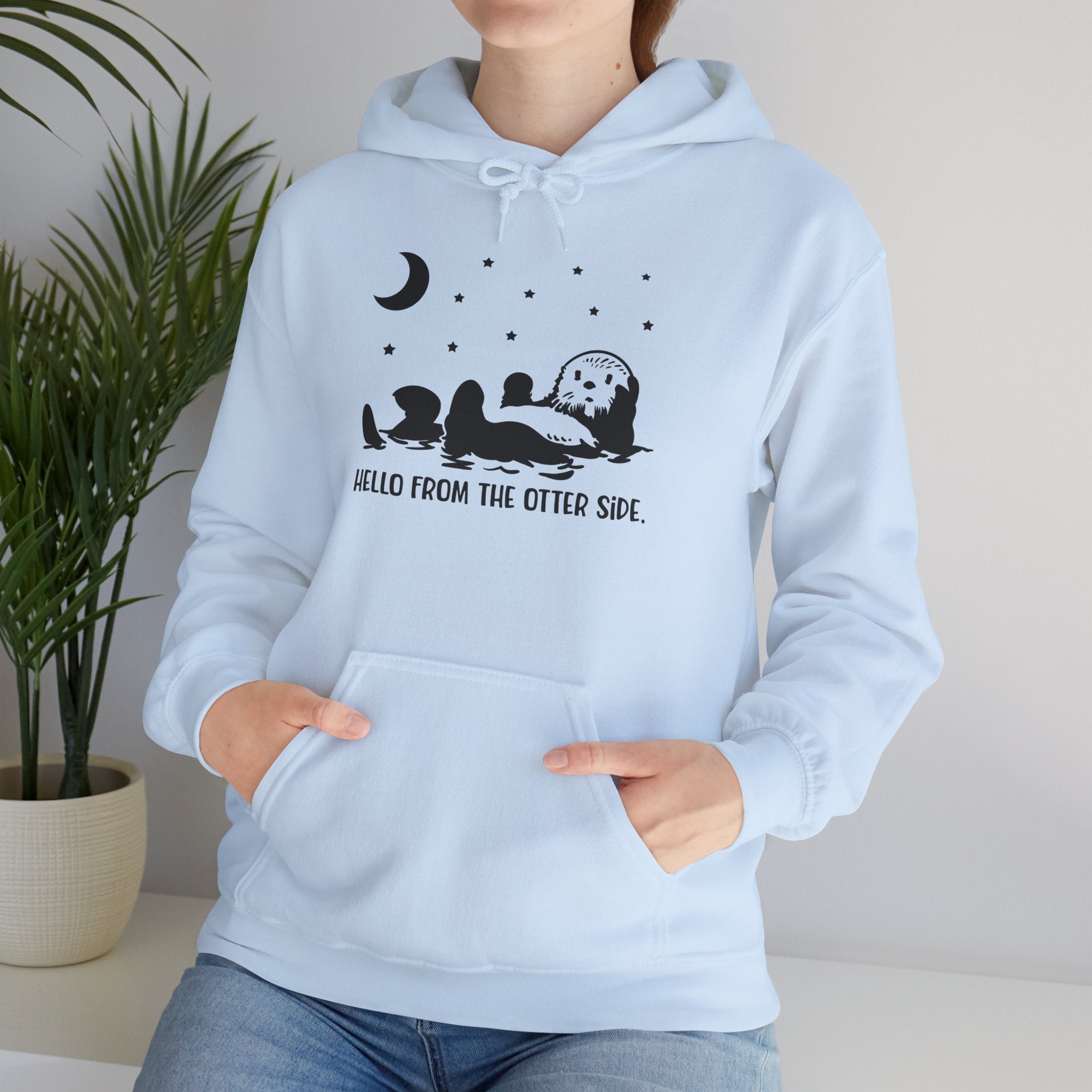 Otter Moon Hoodie — "Hello From The Otter Side" Cute Night Sky Pullover