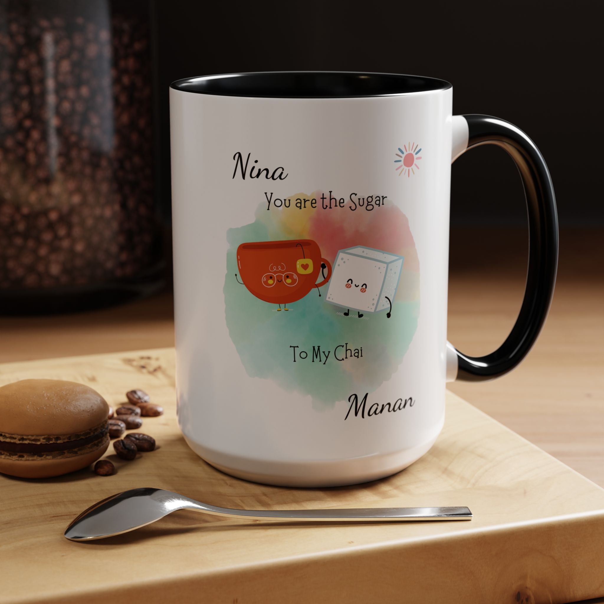 You Are The Sugar To My Chai Personalized Romantic Mug Accent Cup 11/15oz, Anniversary Wedding Valentines Custom Gift Him her Spouse BF GF