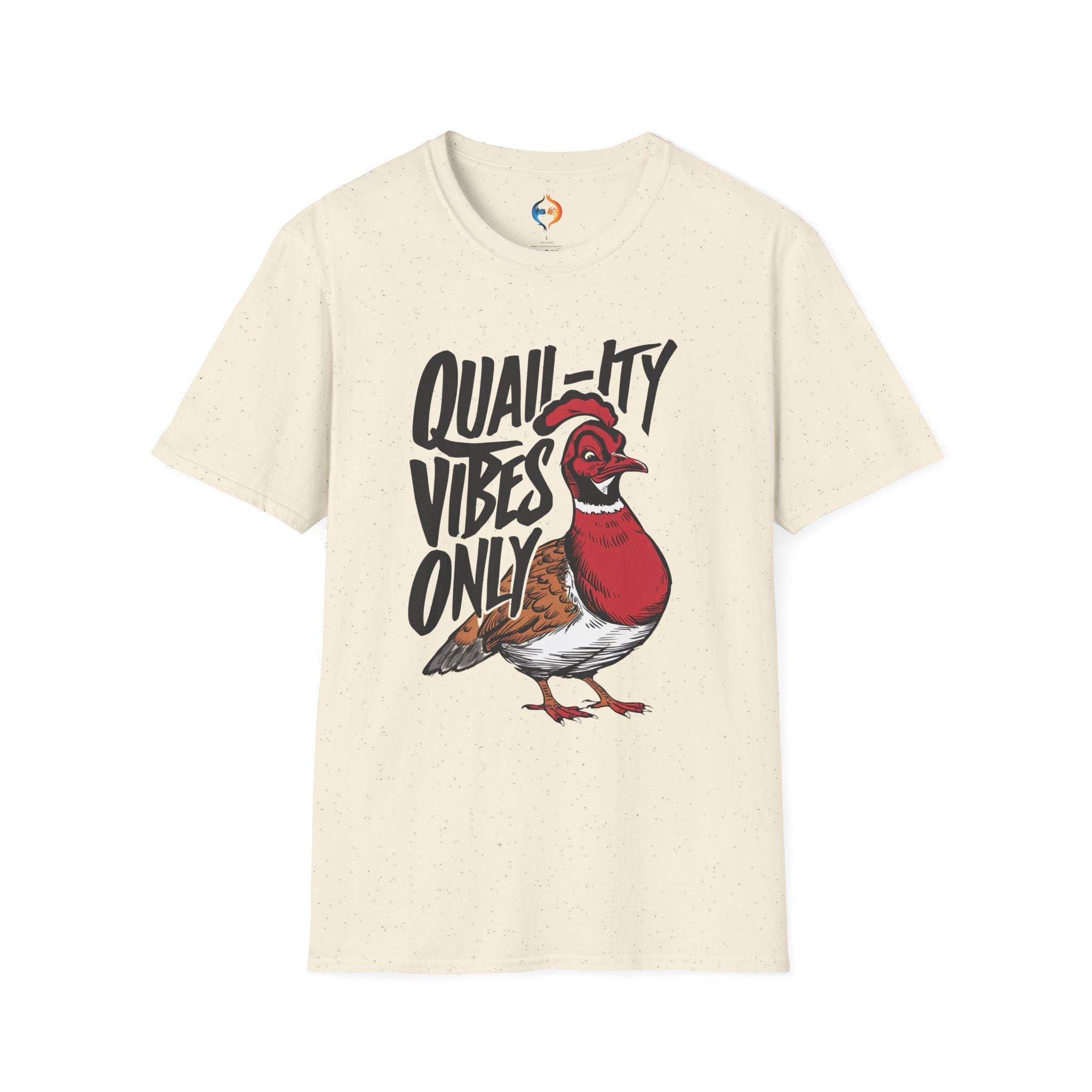 Quail-ity Vibes Only Funny T-Shirt | Cute Quail Graphic Tee | Quirky Animal Shirts for Nature Lovers & Bird Enthusiasts