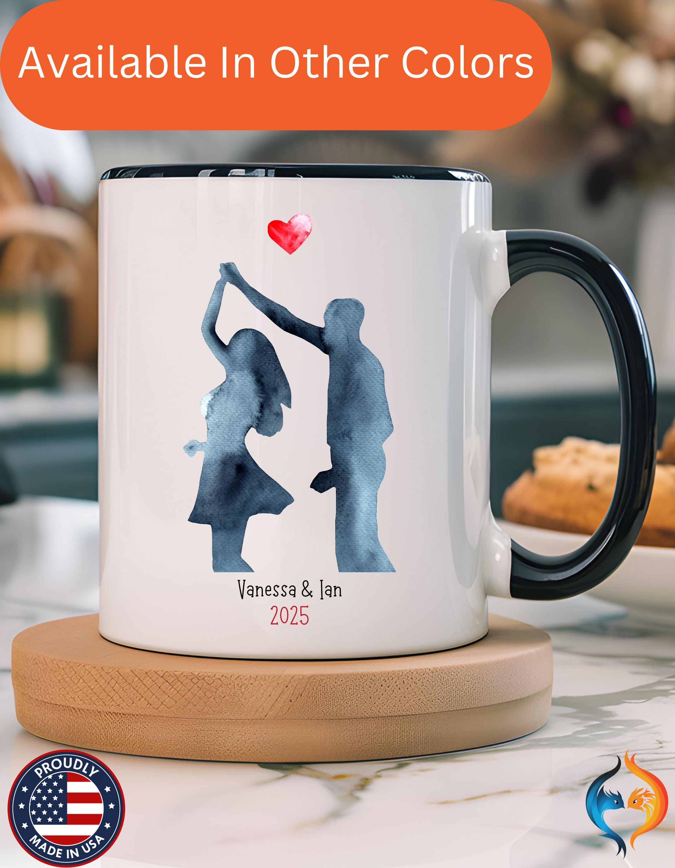 Personalized Mug, Couples Mug with custom message, names, year, Accent Cup 11/15oz, Anniversary Valentines Romantic, V-Day Cup, Couples Gift