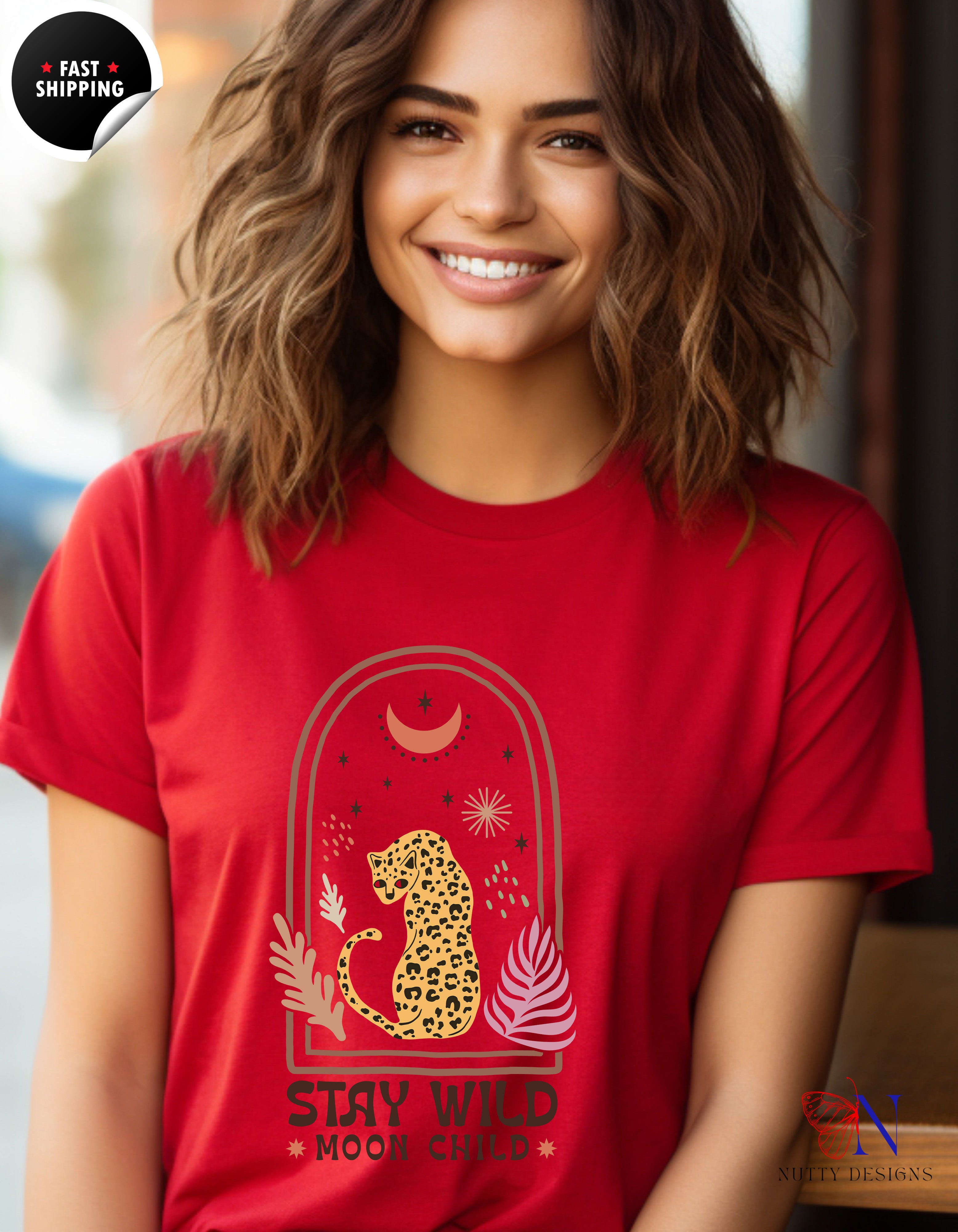 Stay wild, Moon child Shirt, Moon Bohemian Shirt, For Moon T-Shirt Product Photo | Nutty Designs