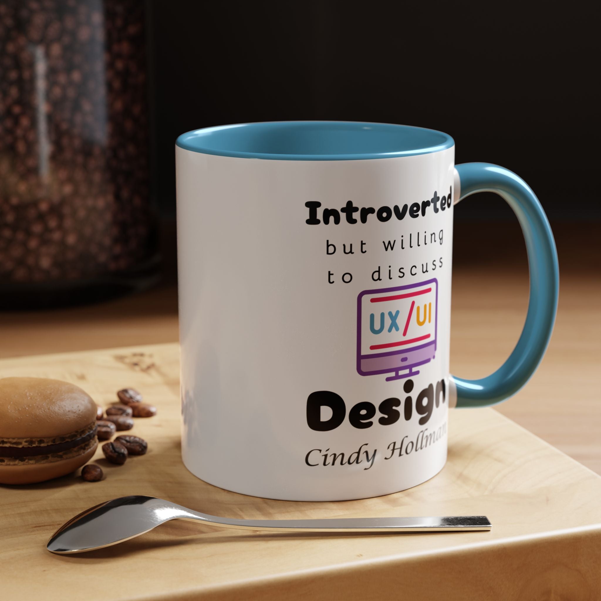 Introverted But Willing To Discuss Design Personalized Accent Coffee Mug (11 and 15oz) For UI UX Graphic Designers, IT Geeks, Nerds