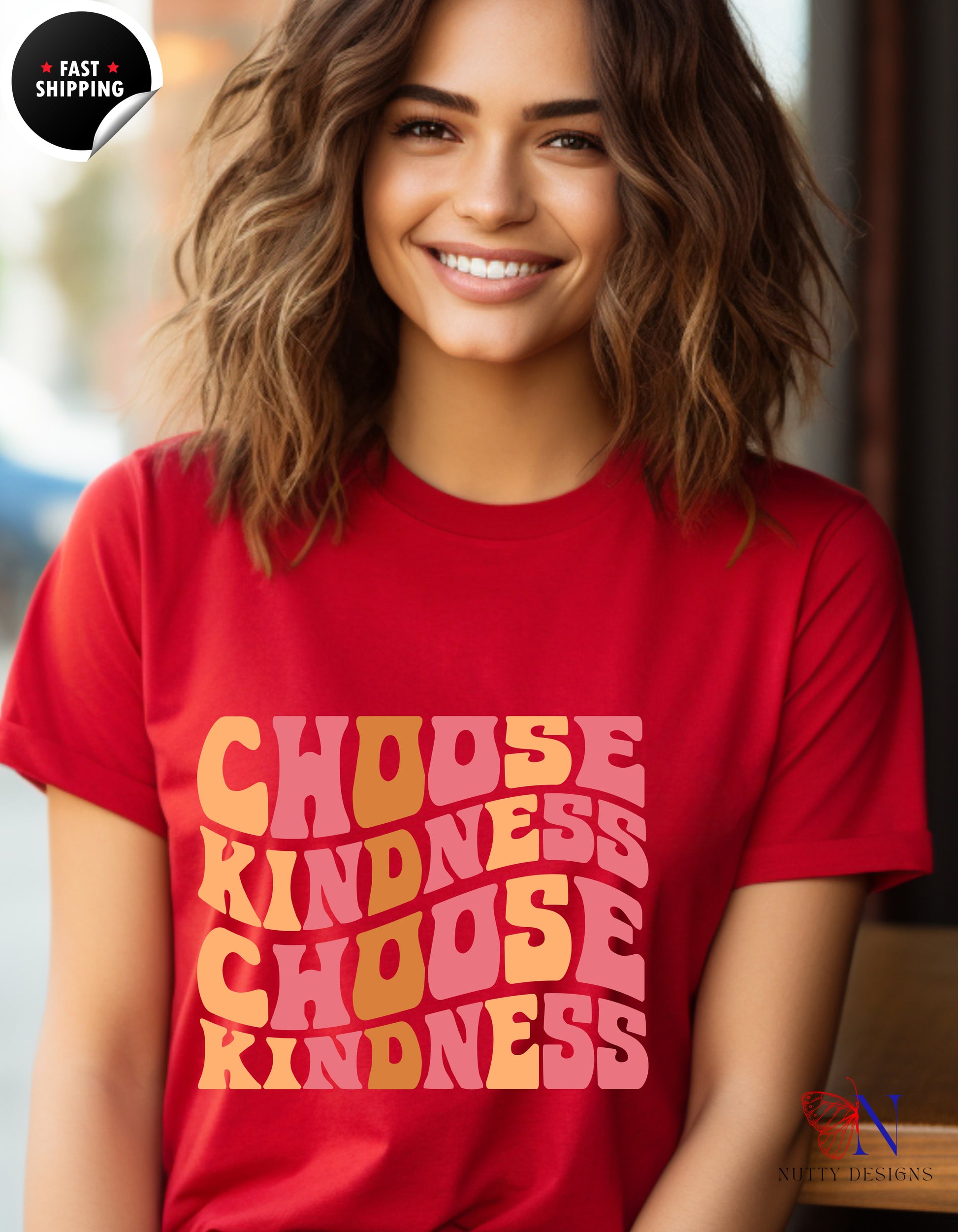 Groovy Choose Kindness Cotton T-Shirt Product Photo | Nutty Designs