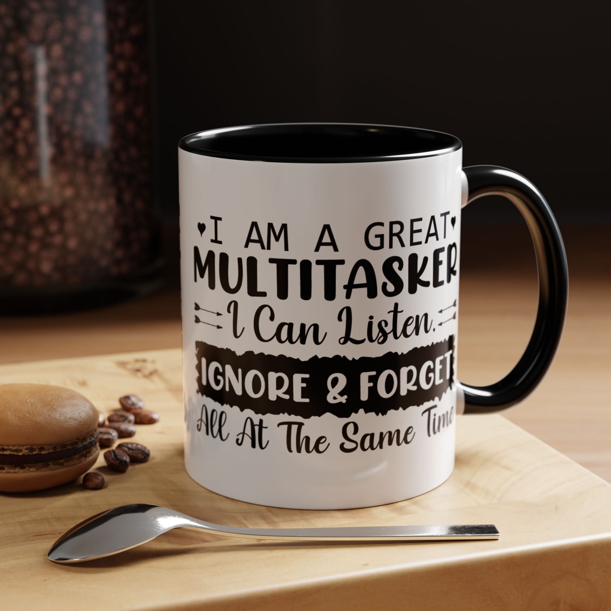 Funny Coffee Mug, Personalized Mug, I am A Great Multitasker , Accent Cup (11, 15oz), Gift Under 20, White Elephant gift