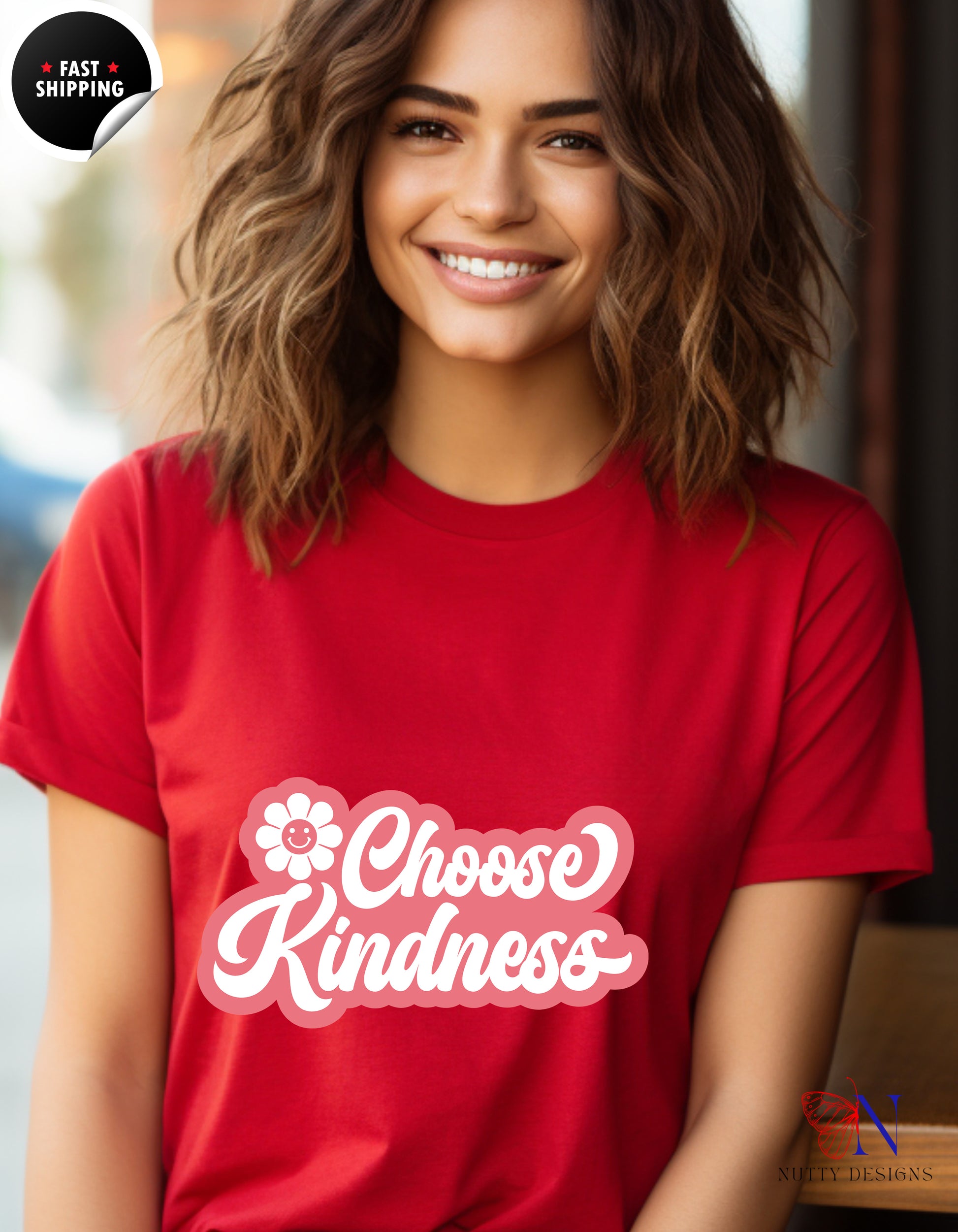 Groovy Choose Kindness Cotton T-Shirt Product Photo | Nutty Designs
