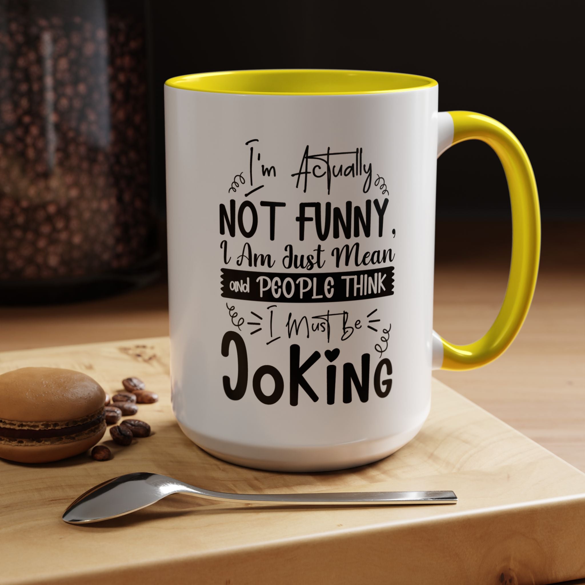 Funny Coffee Mug, Personalized Mug, I'm actually not funny Accent Cup (11, 15oz), Gift Under 20, White Elephant gift, Sarcastic Cup