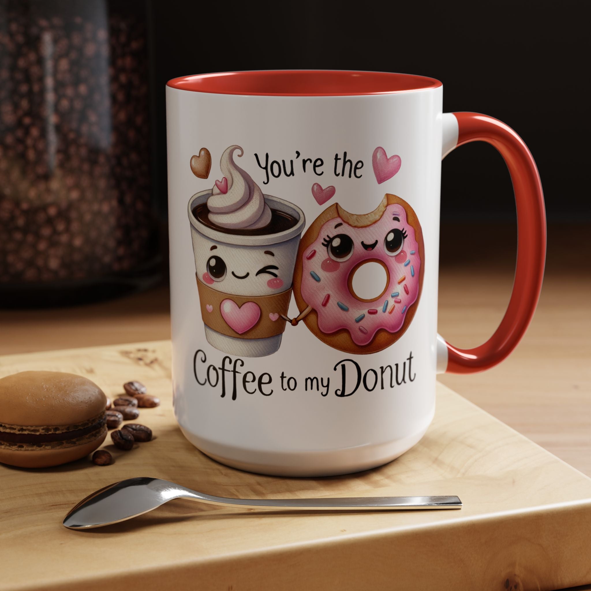 You Are The Coffee To My Donut Personalized Romantic Mug Accent Cup 11/15oz, Anniversary Wedding Valentines Custom Gift Him her Spouse BF GF