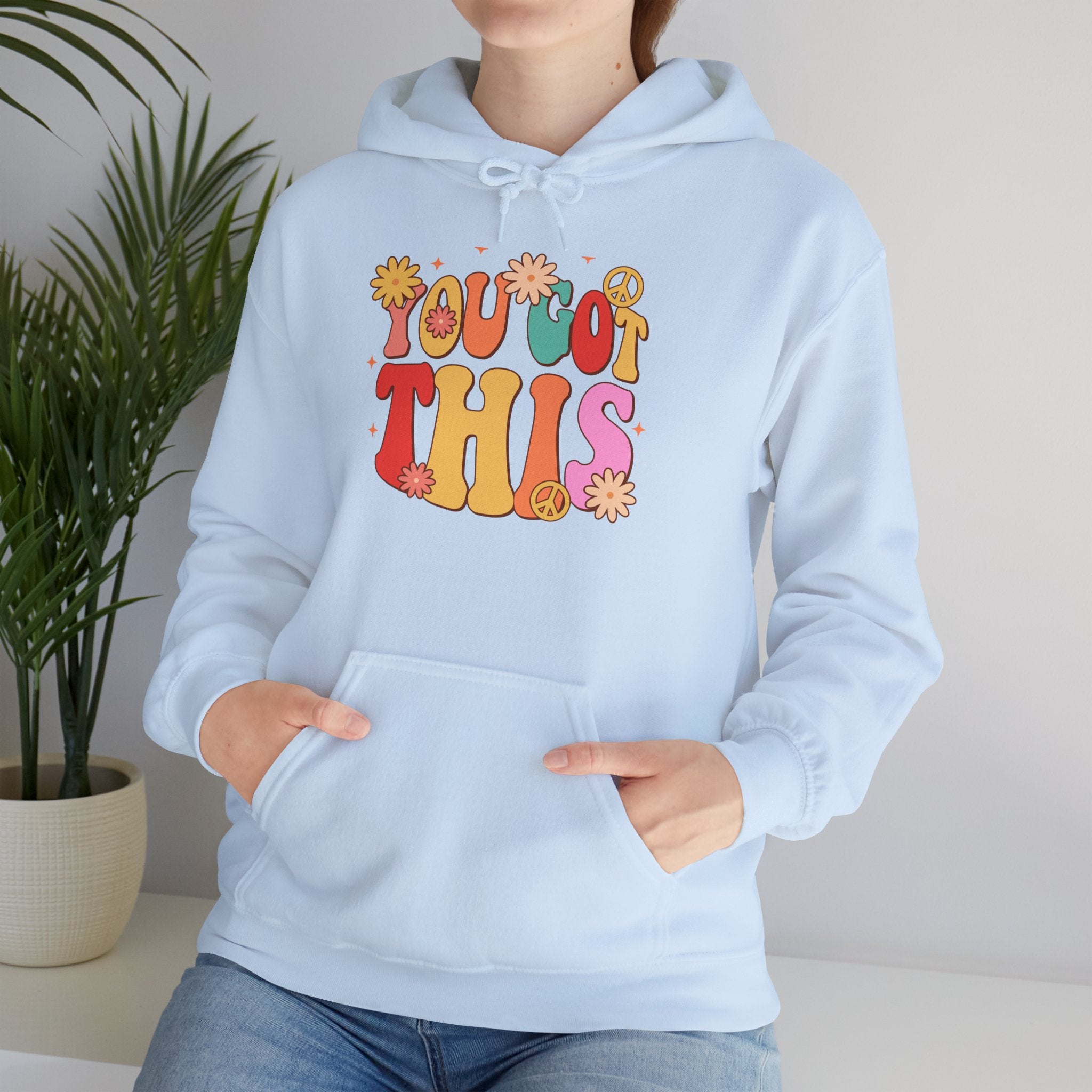 Hoodie - 'You Got This' Retro Flower Power Graphic Pullover