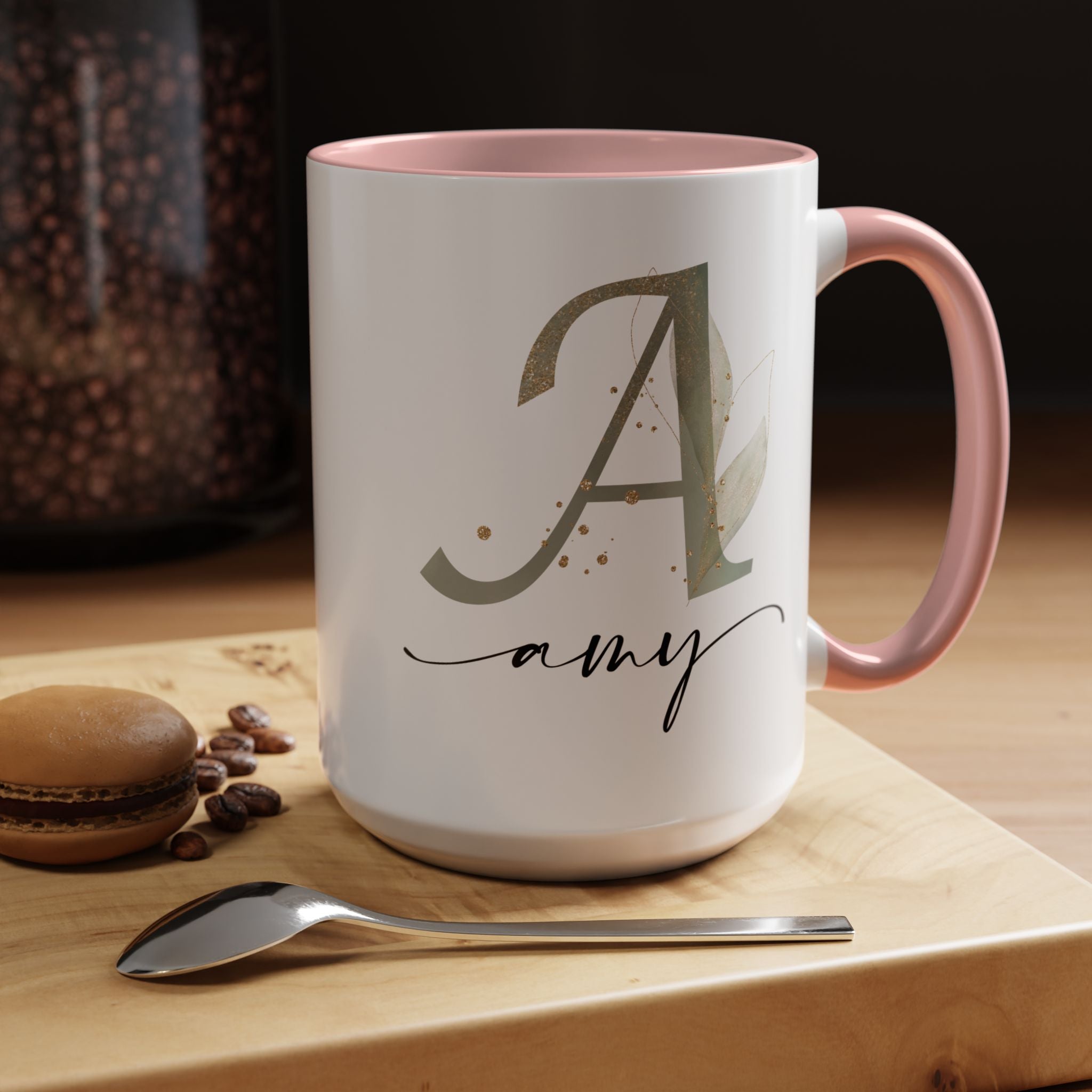Personalized Floral Initial Coffee Mug for her, Custom Name Mug, Wedding Favor, Unique Home Décor Coffee Cup, Girlfriend Gift, Monogram Mug