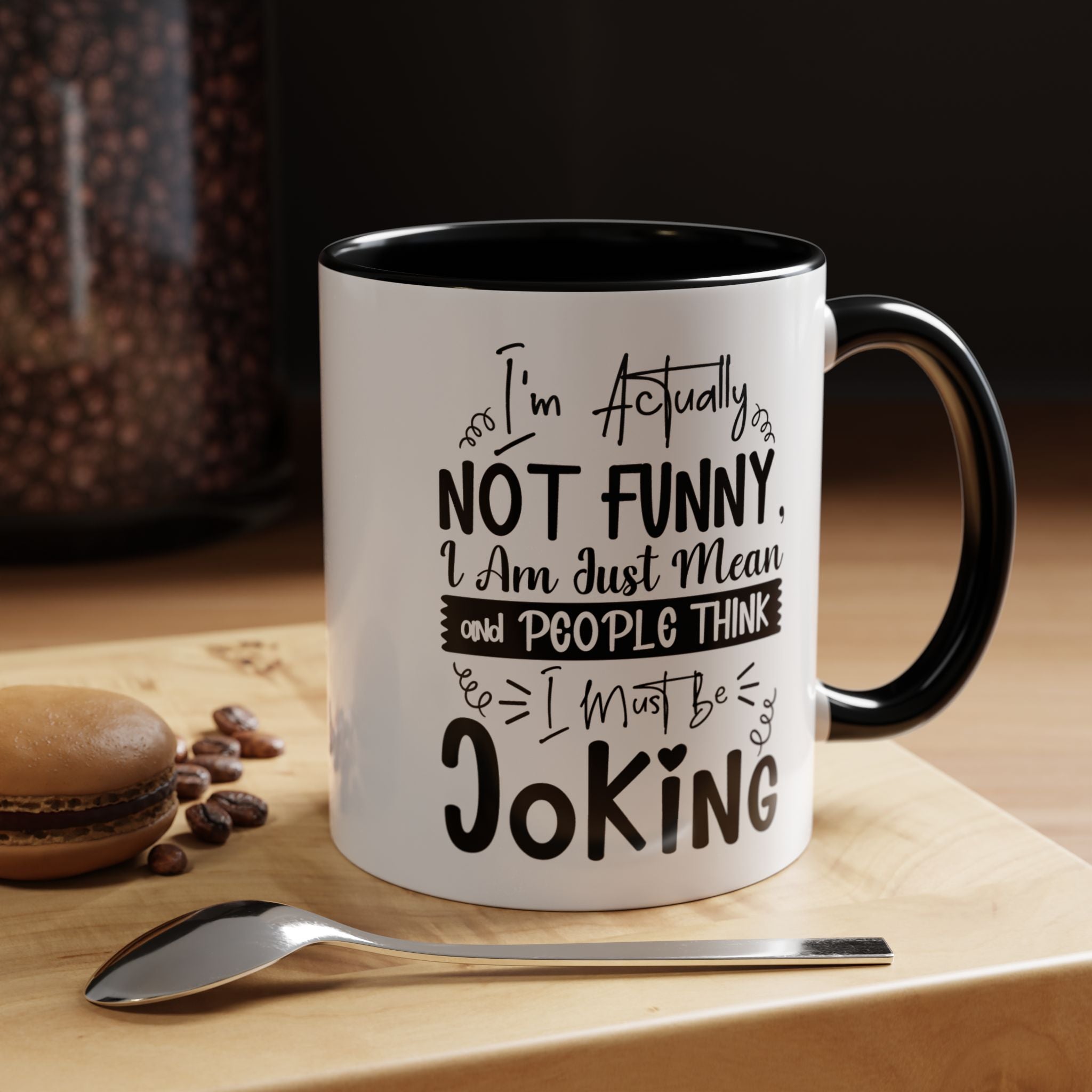 Funny Coffee Mug, Personalized Mug, I'm actually not funny Accent Cup (11, 15oz), Gift Under 20, White Elephant gift, Sarcastic Cup