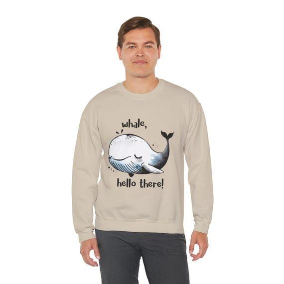 Whale sweatshirt Hello There Watercolor Style Sweatshirt | Cute Ocean-Inspired Pullover | Unique Gift for Sea Lovers & Art Enthusiasts