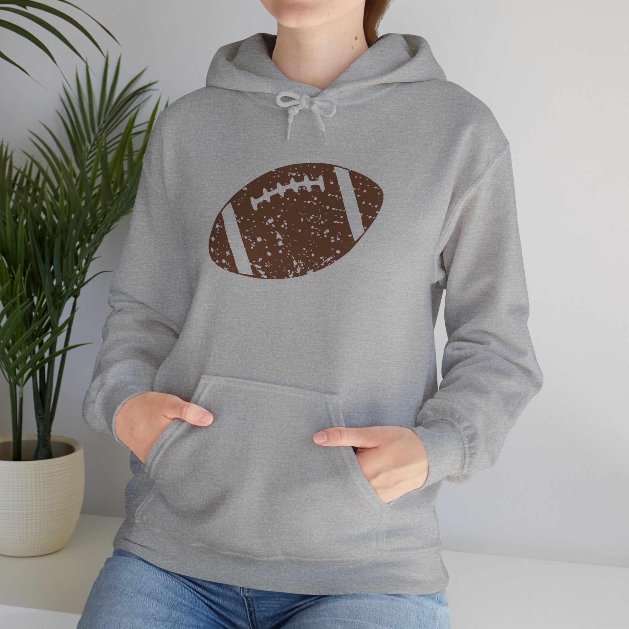 Vintage Football Hoodie – Distressed Brown Football Graphic