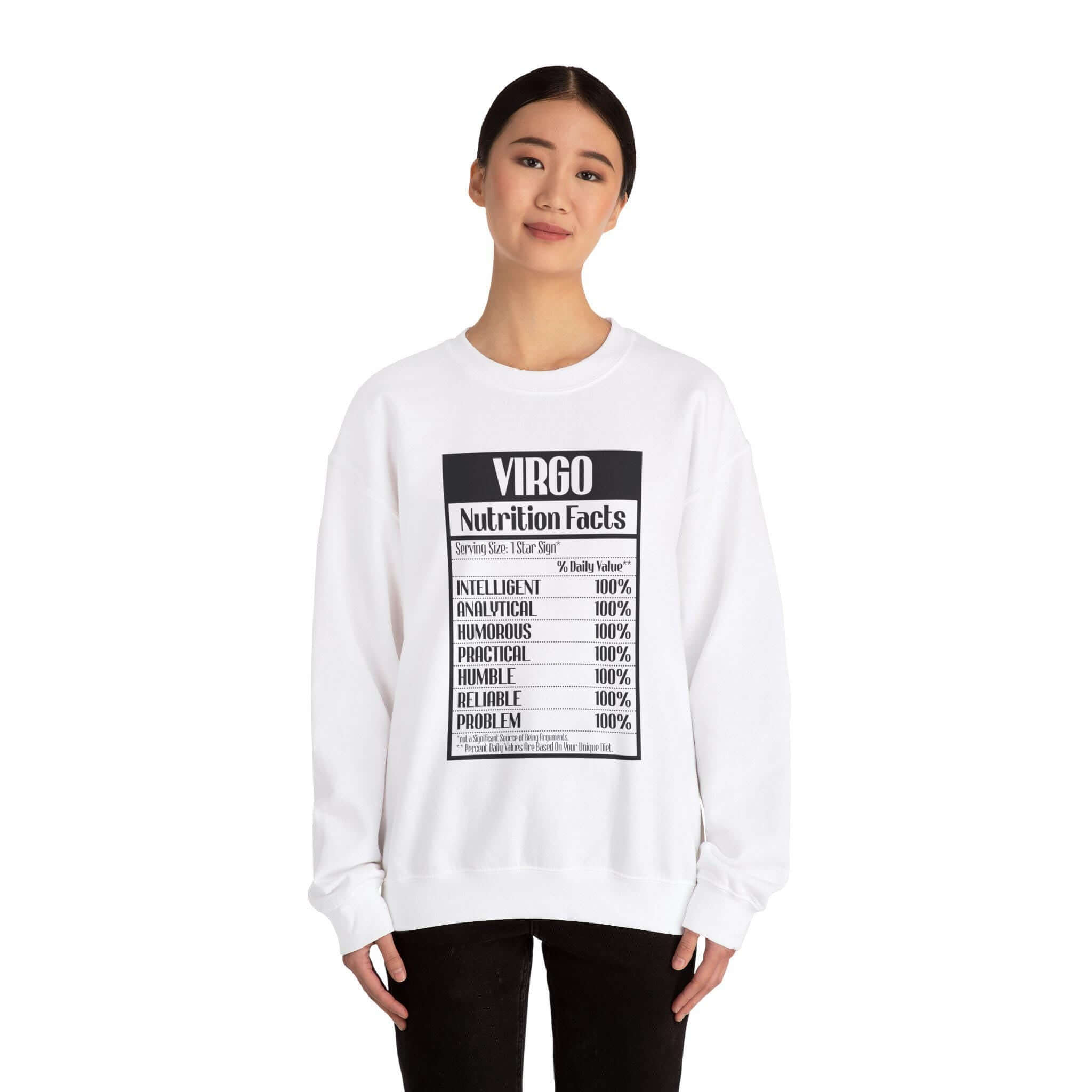 Virgo Nutrition Facts Sweatshirt | Zodiac Star Sign Apparel | Astrology Gifts for Her & Him | Cozy Casual Wear