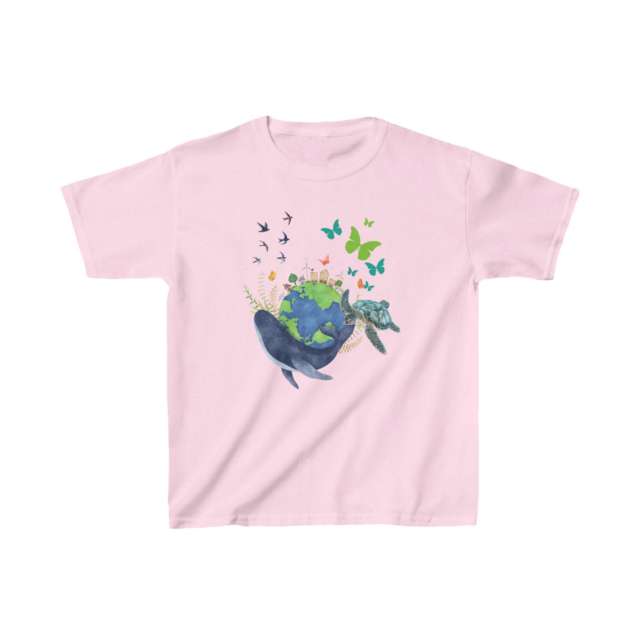 Kids T-Shirt, Mother Earth Sea Animals Design, Ocean Theme Tee, Children's Short Sleeve Shirt, Environmental Awareness Tee