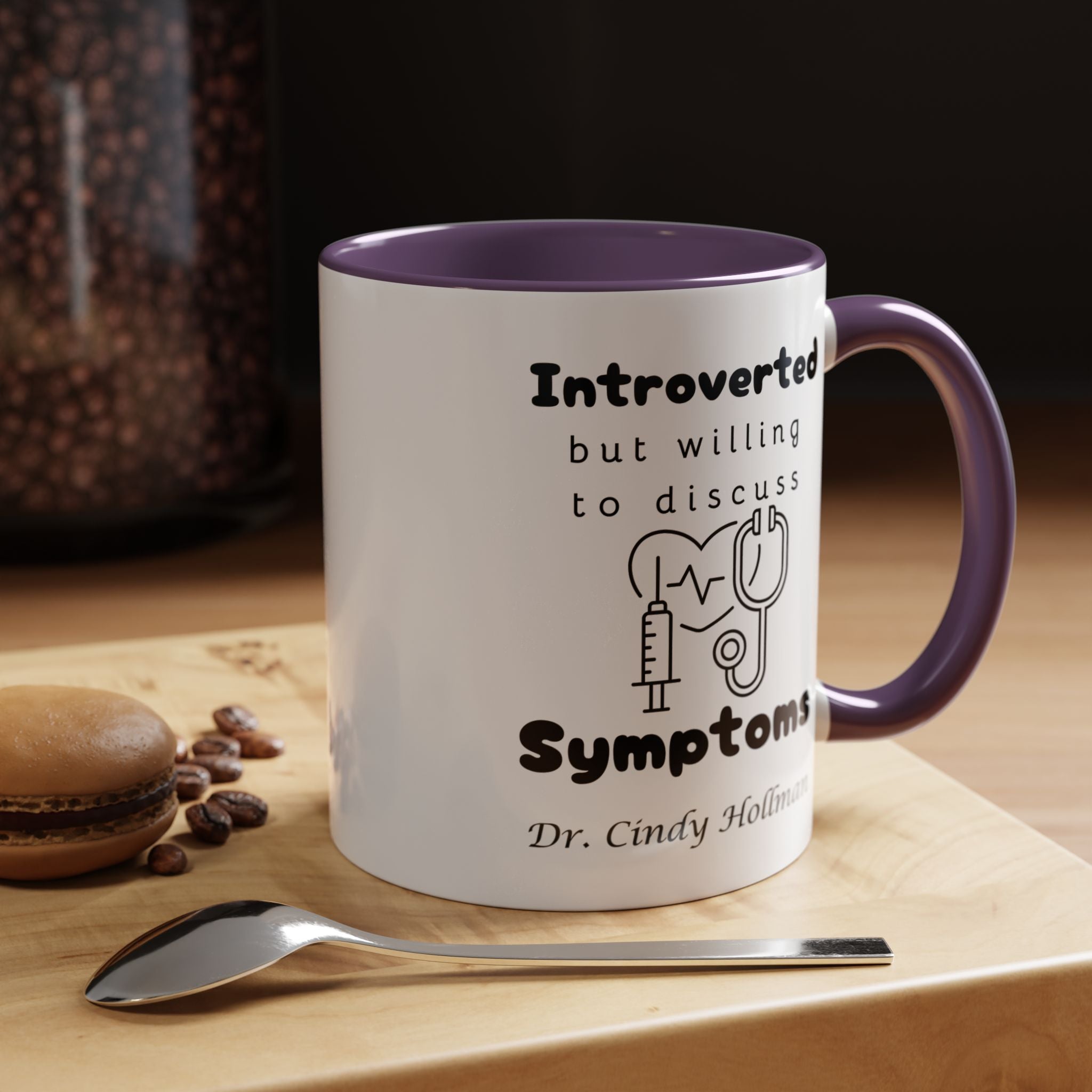 Funny Coffee Mug, Introverted But Willing To Discuss Symptoms Personalized Accent Coffee Mug (11 and 15oz)