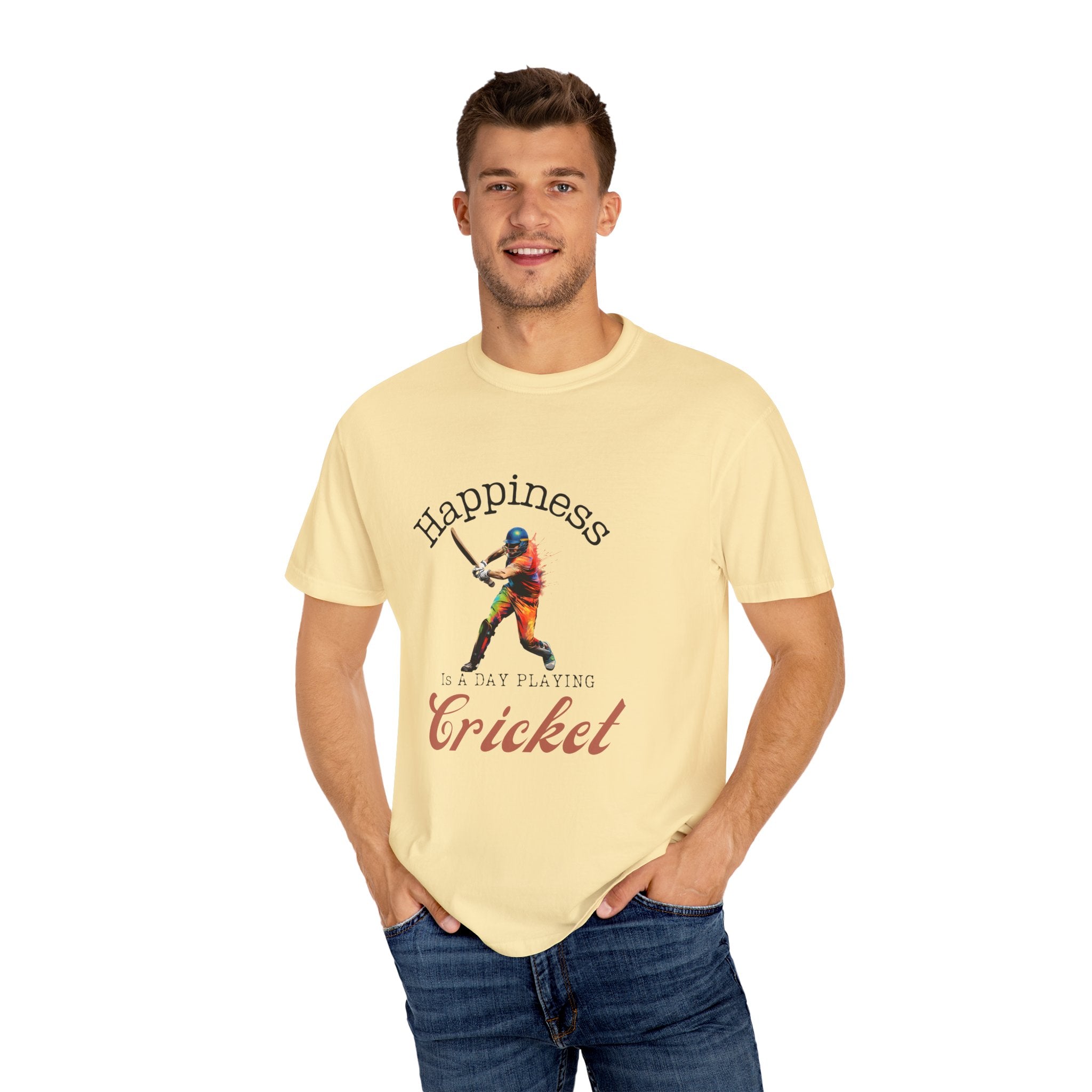 Happiness Is A Day Playing Cricket, unique desi style cricket lover gift tshirt, IPL/T20 world cup tees Unisex T-shirt