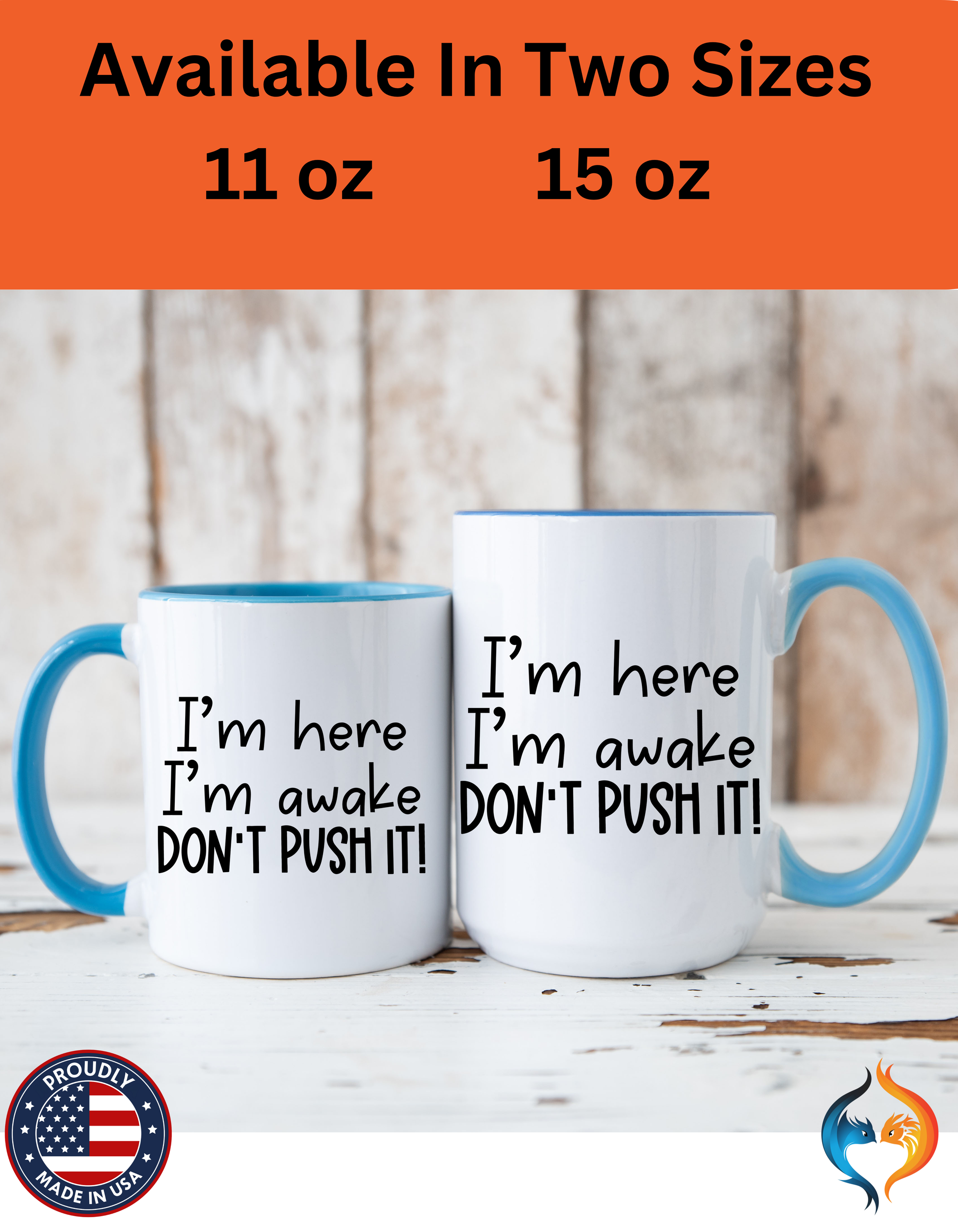 I m Here I m Awake Mug Product Photo | Nutty Designs