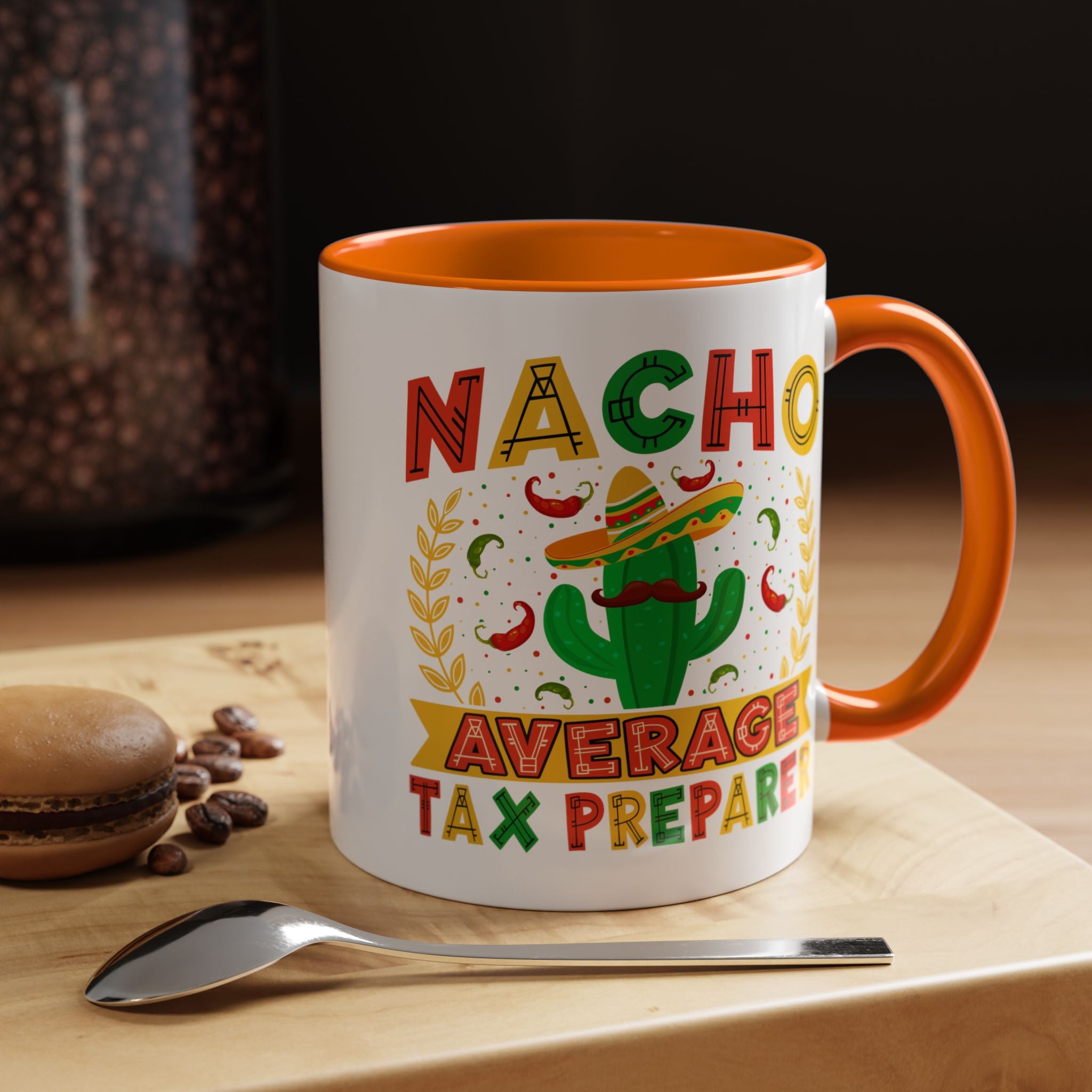 Funny Coffee Mug, Personalized Mug, Nacho Average Tax Preparer, Biking Lover Accent Cup (11, 15oz), Gift Under 20, White Elephant gift