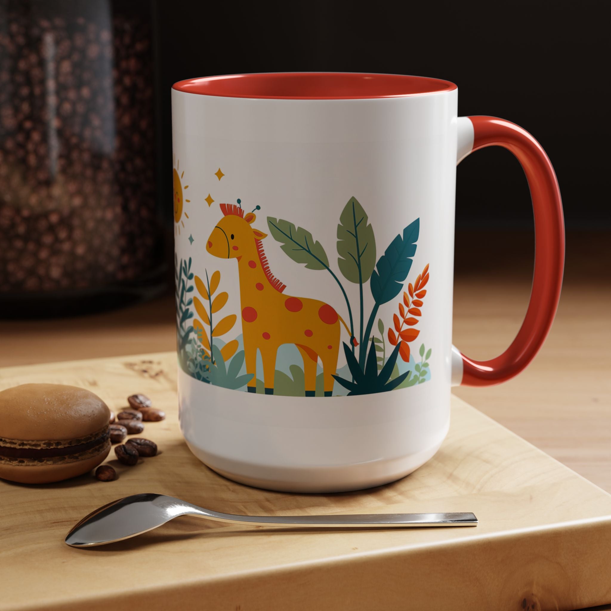 Kids Accent Coffee Mug Sizes 11oz and 15oz, Theme My Jungle Friends