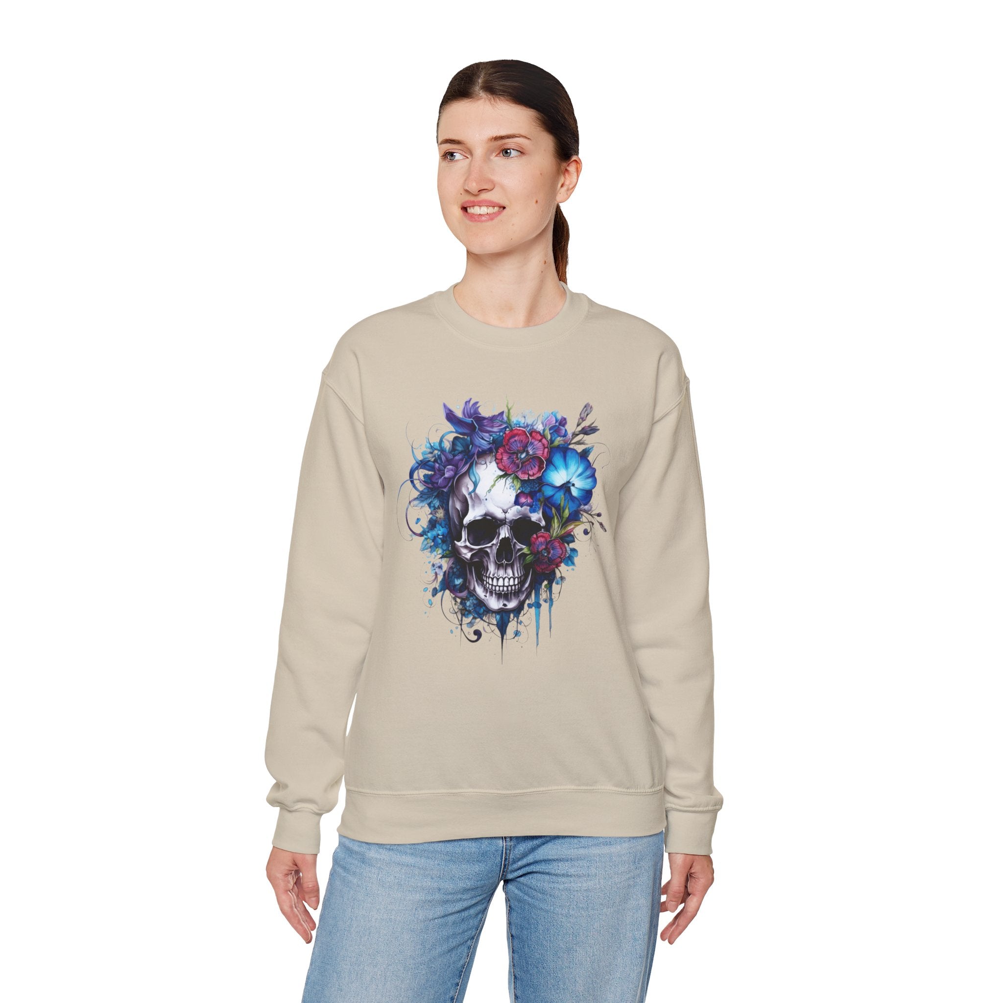 Skull Bloom, Halloween Themed Sweatshirt