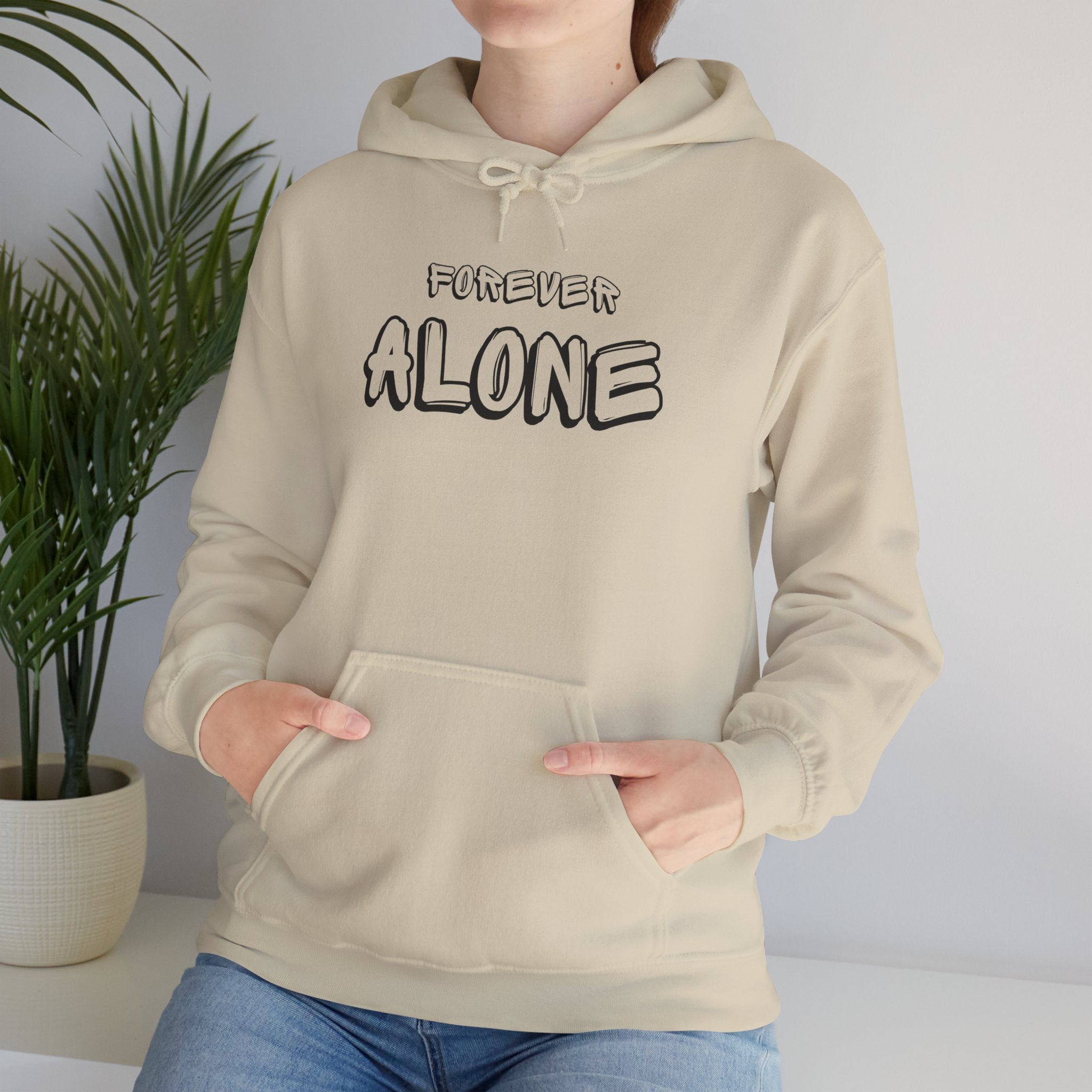 Forever Alone Hoodie – Minimalist White Graphic Pullover