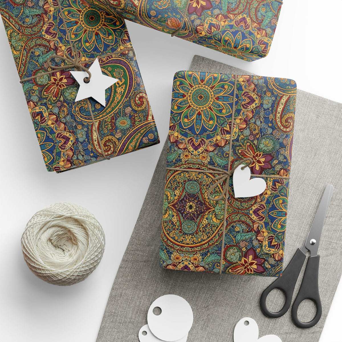 Diwali Wrapping Paper Roll - Vintage Jewel Paisley Indian Gift Wrap