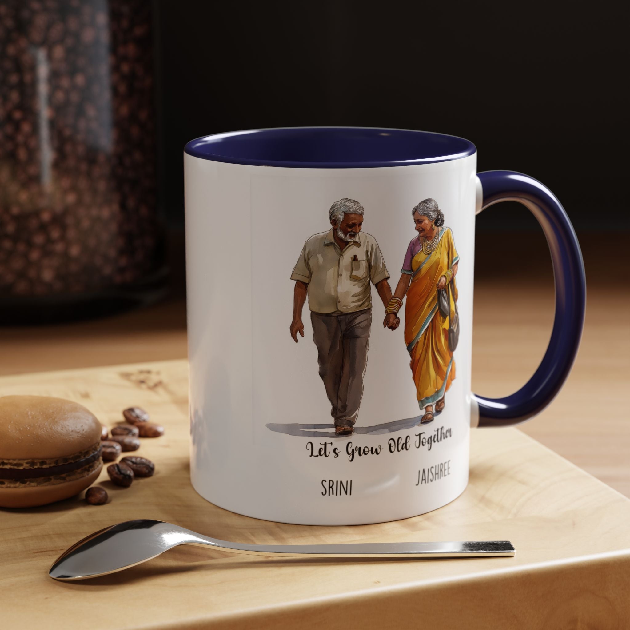 Funny Coffee Mug, Personalized Mug, Let's Grow Old Together South Indian Couple Cup 11/15oz, Anniversary Valentines Wedding Romantic Him her