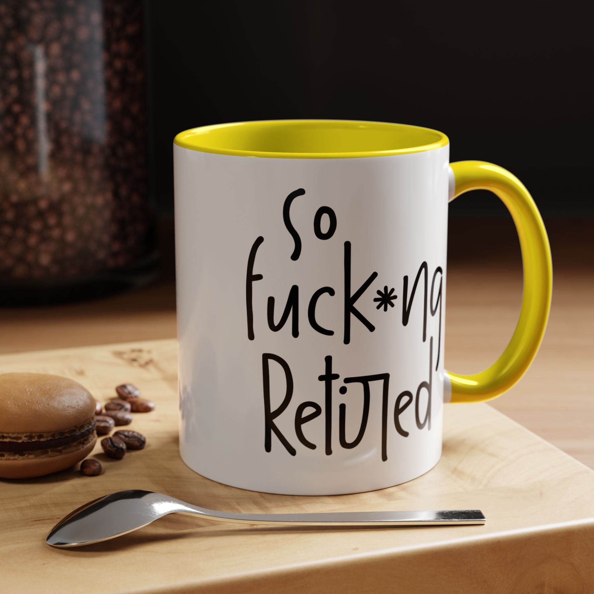 Funny Coffee Mug, Personalized Mug, So Fucking Retired Accent Cup (11, 15oz), Gift Under 20, White Elephant gift, Retirement Gift