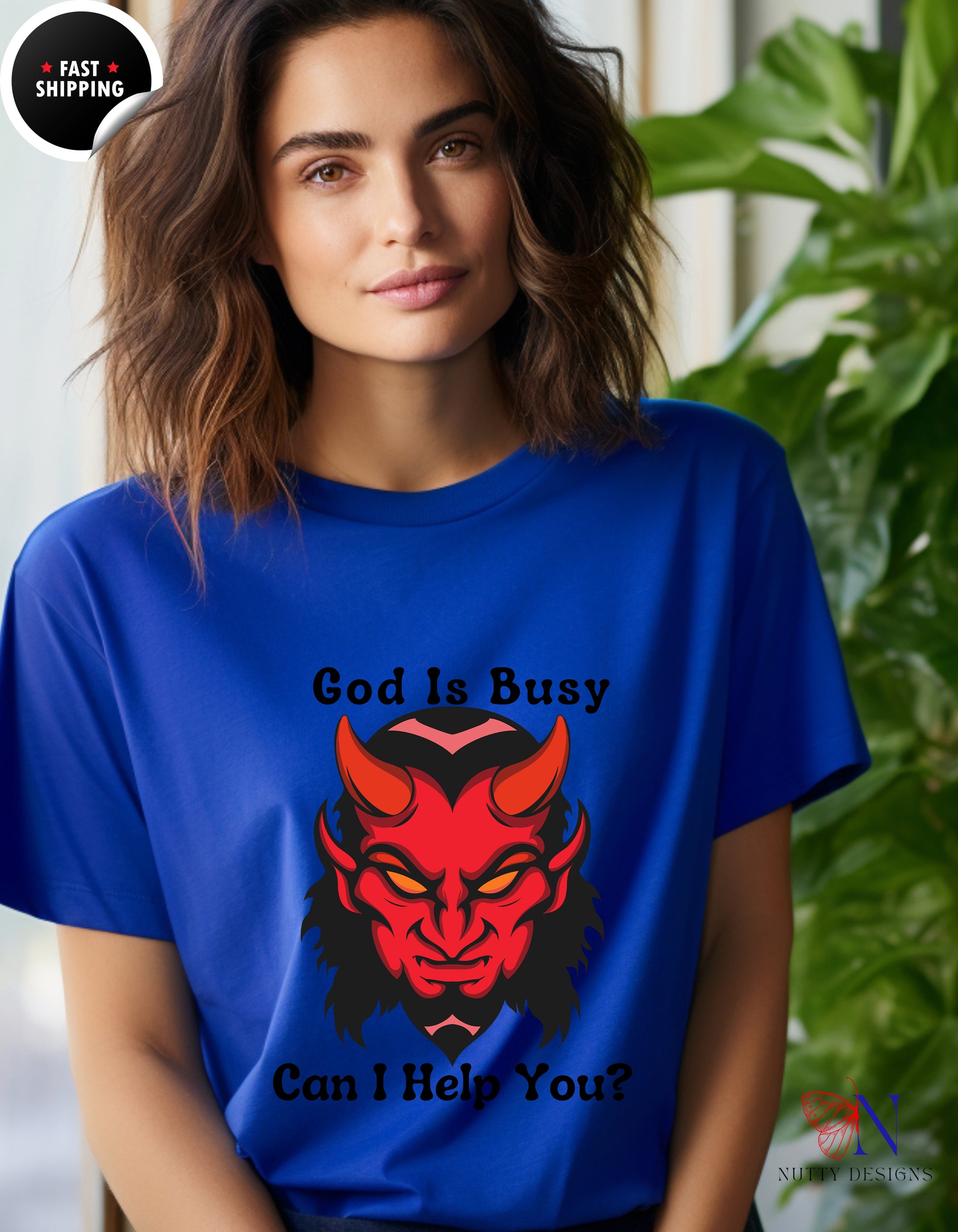 God Is Busy Dark , atheist religious T-Shirt Product Photo | Nutty Designs