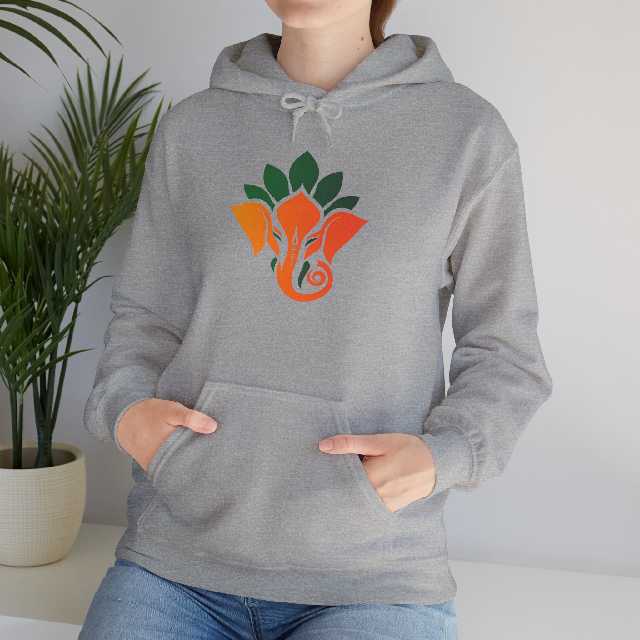 Ganesha Lotus Hoodie - Indian Elephant Symbol Pullover