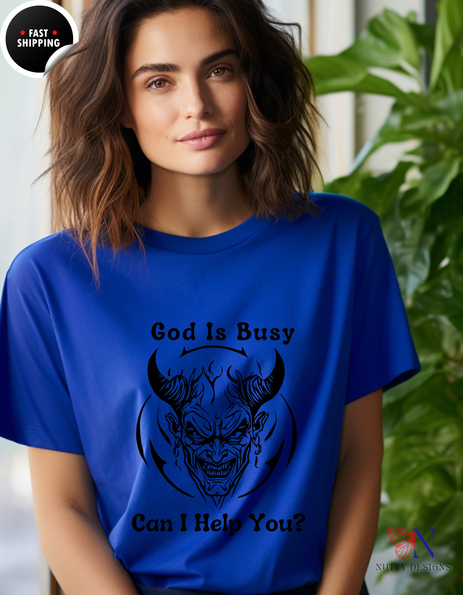 God Is Busy Dark , atheist religious T-Shirt Product Photo | Nutty Designs